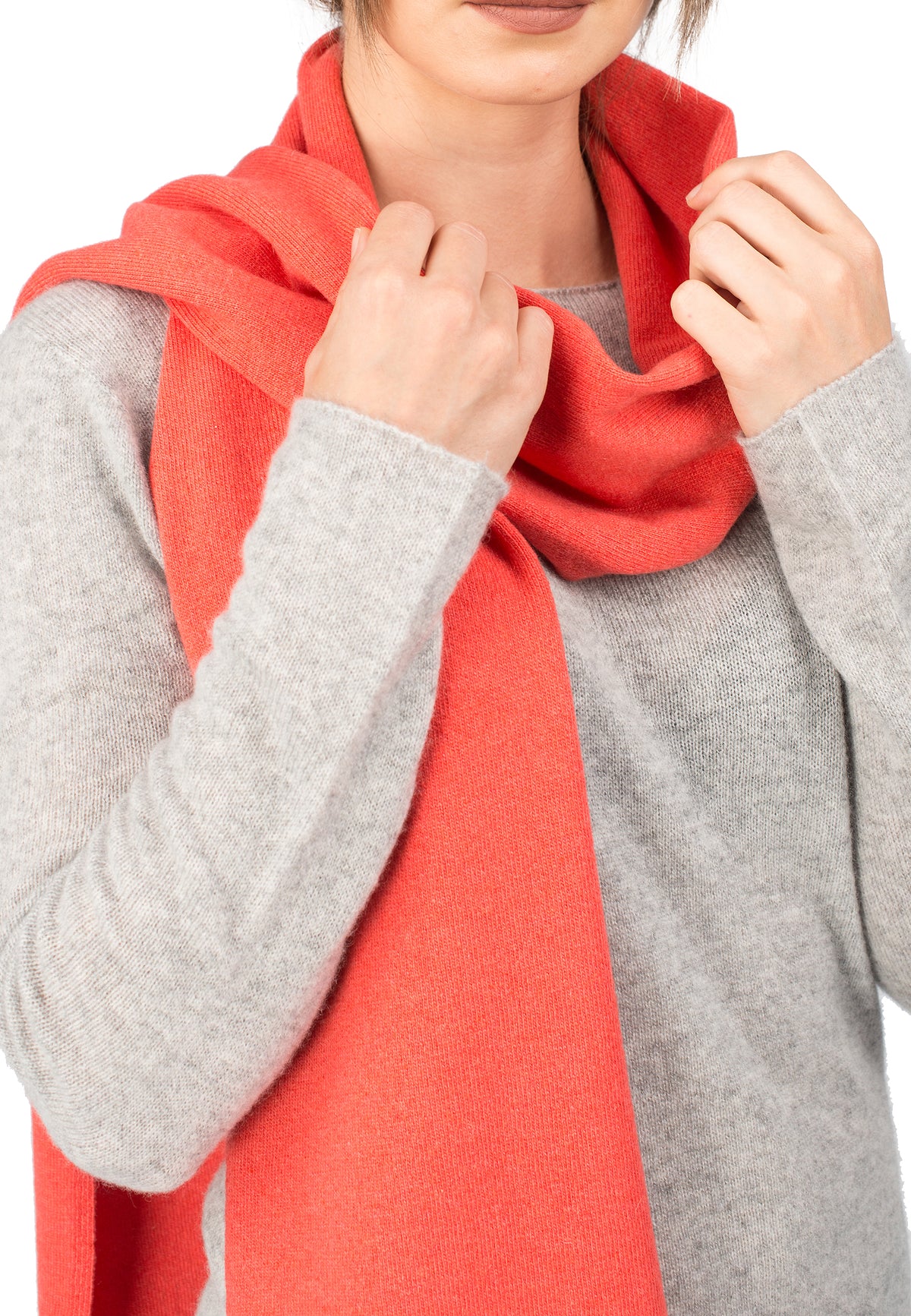 Écharpe mixte mélange cachemire, coloris Orange, vue 3 | Dalle Piane Cashmere