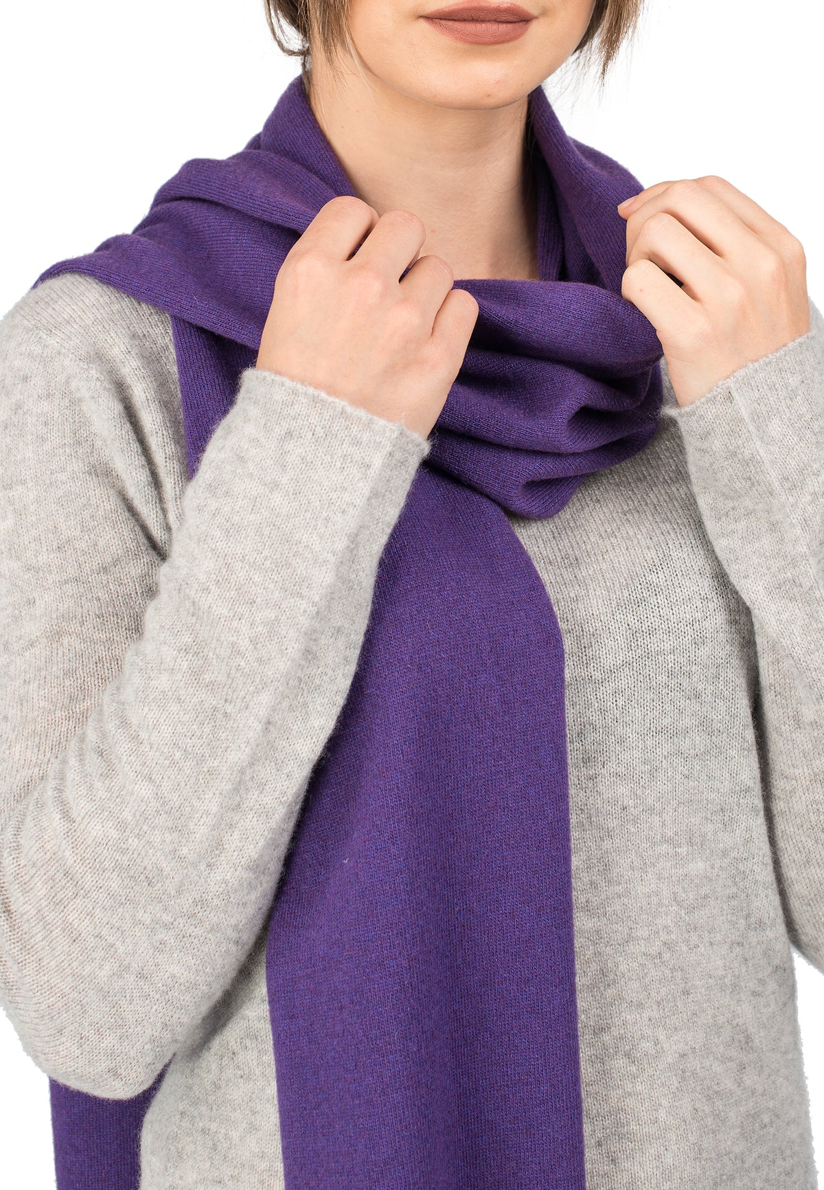 Écharpe mixte mélange cachemire, coloris Violet, vue 3 | Dalle Piane Cashmere