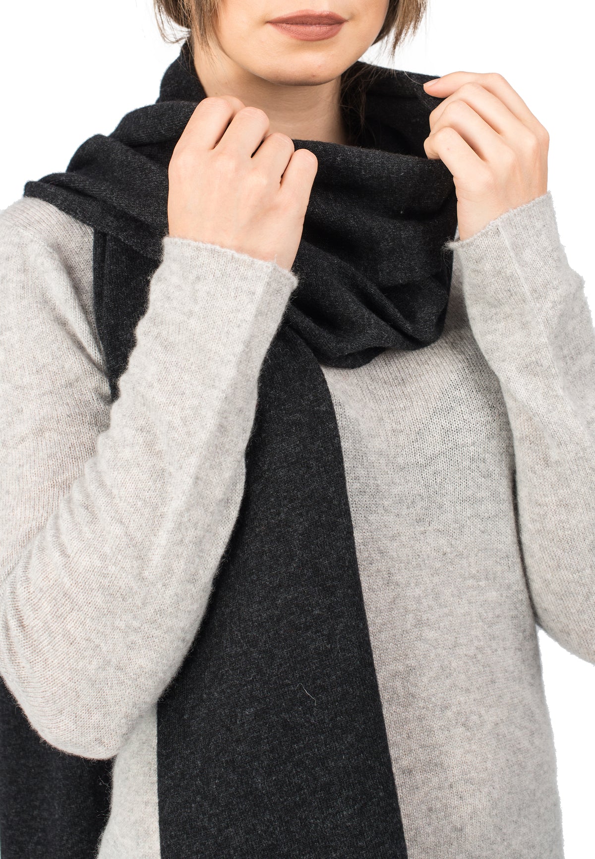 Écharpe mixte mélange cachemire, coloris Anthracite, vue 3 | Dalle Piane Cashmere