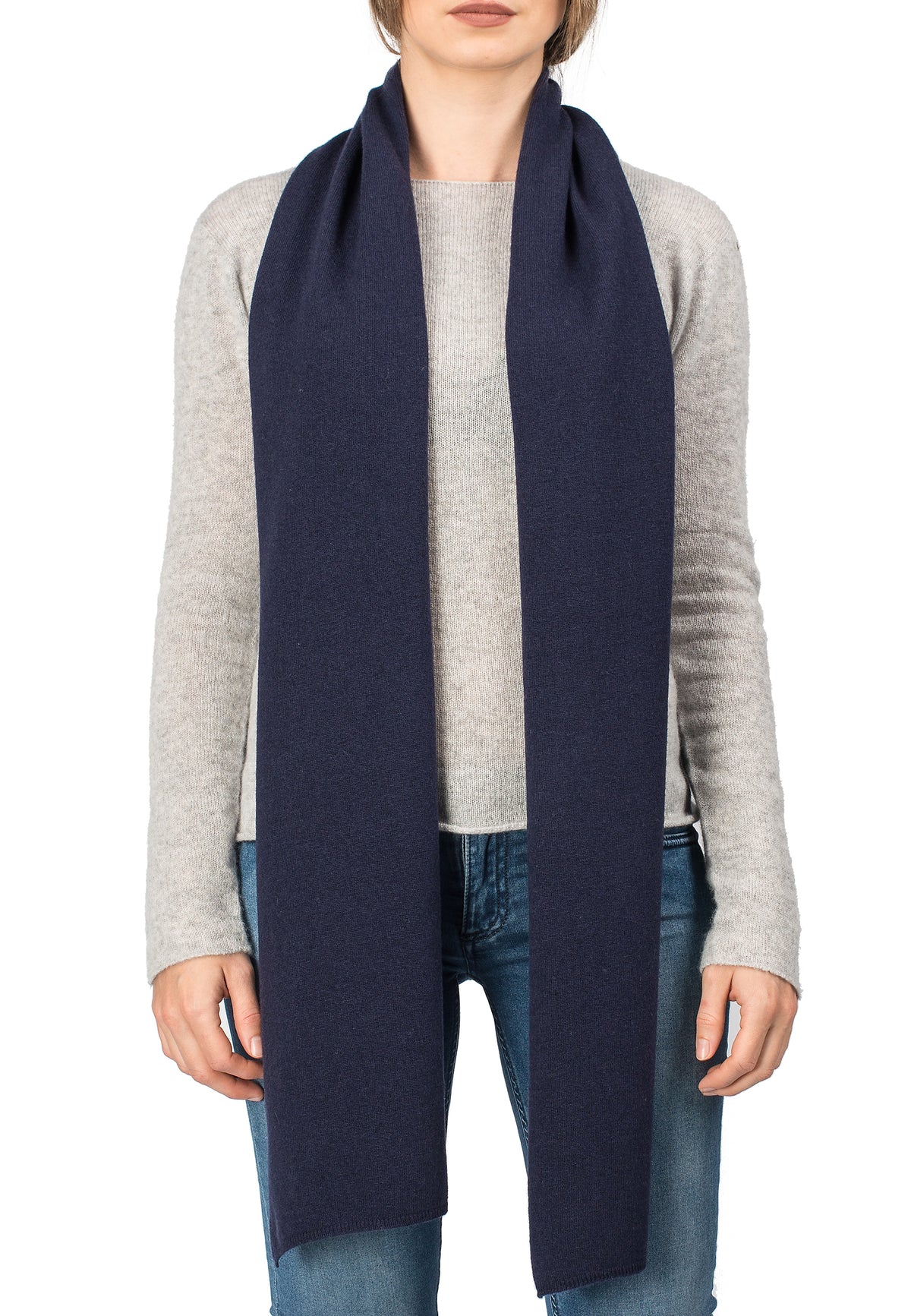 Écharpe mixte mélange cachemire, coloris Bleu, vue 2 | Dalle Piane Cashmere