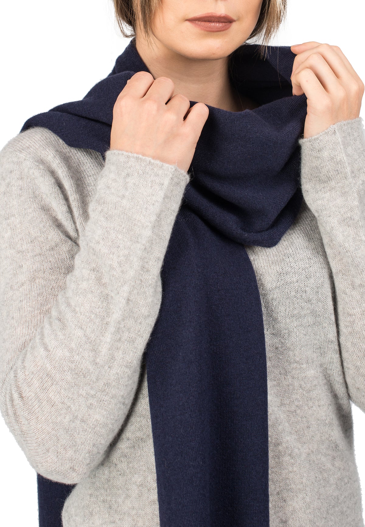 Écharpe mixte mélange cachemire, coloris Bleu, vue 3 | Dalle Piane Cashmere