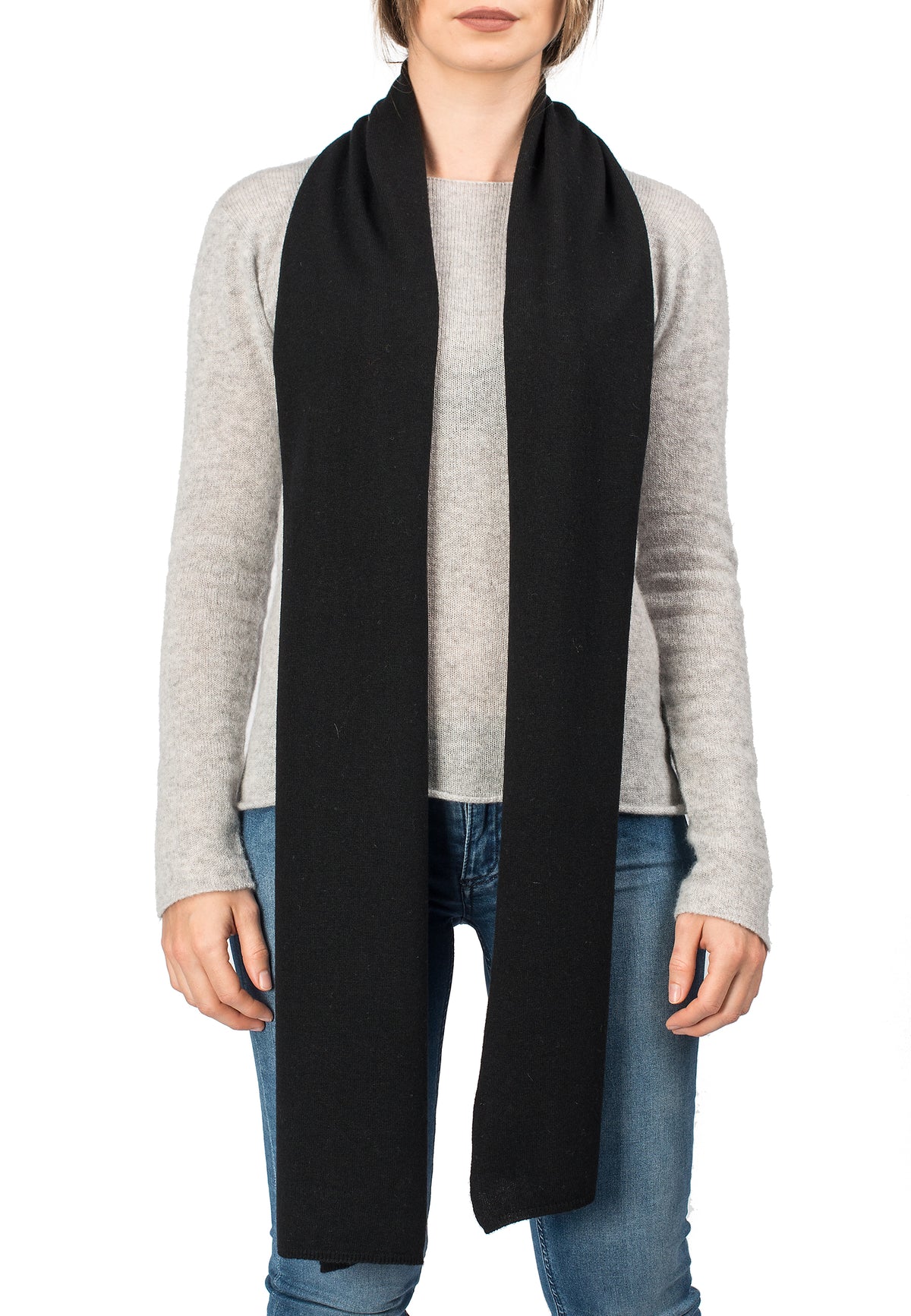Écharpe mixte mélange cachemire, coloris Noir, vue 2 | Dalle Piane Cashmere