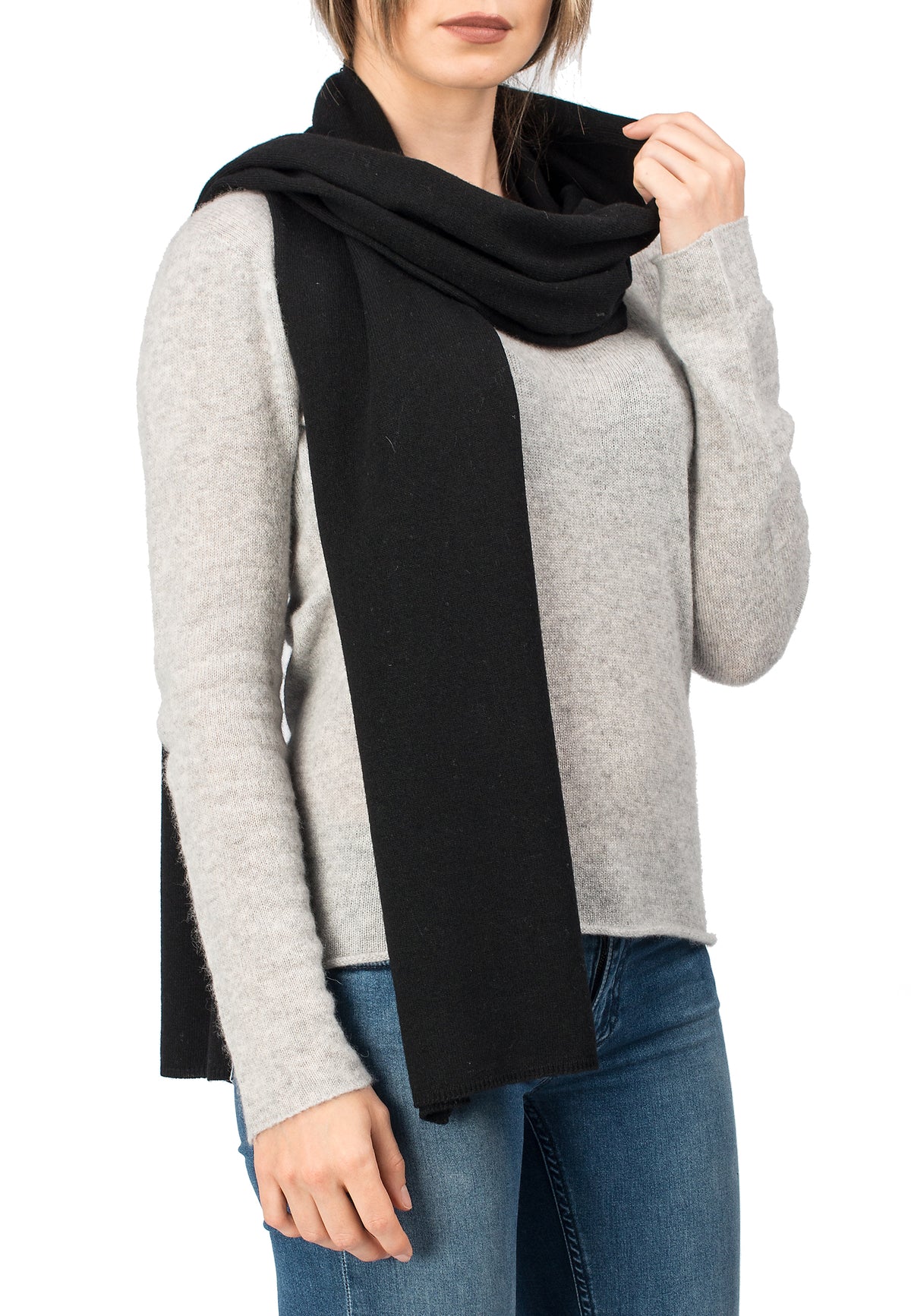 Écharpe mixte mélange cachemire, coloris Noir | Dalle Piane Cashmere