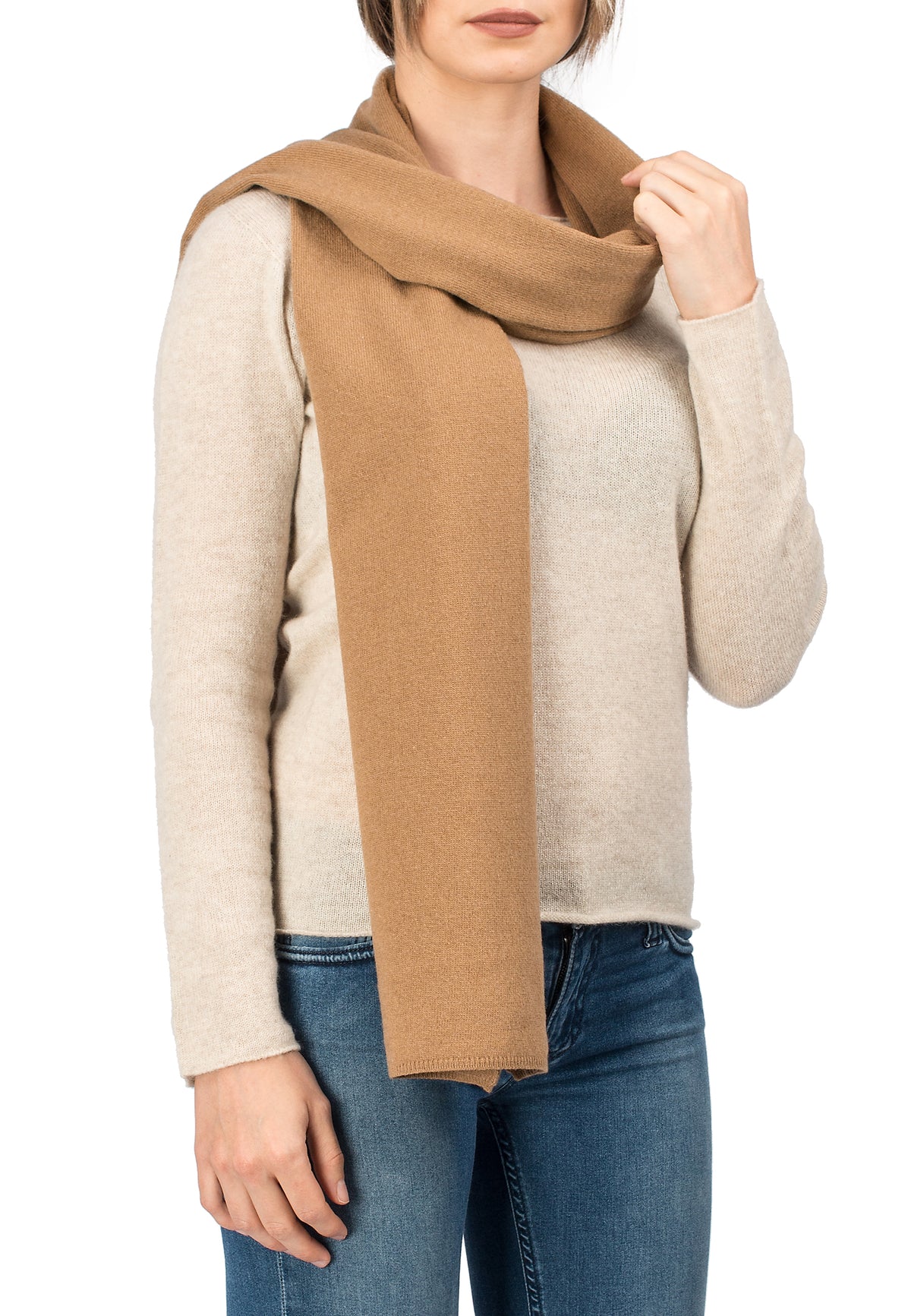 Écharpe mixte mélange cachemire, coloris Camel | Dalle Piane Cashmere