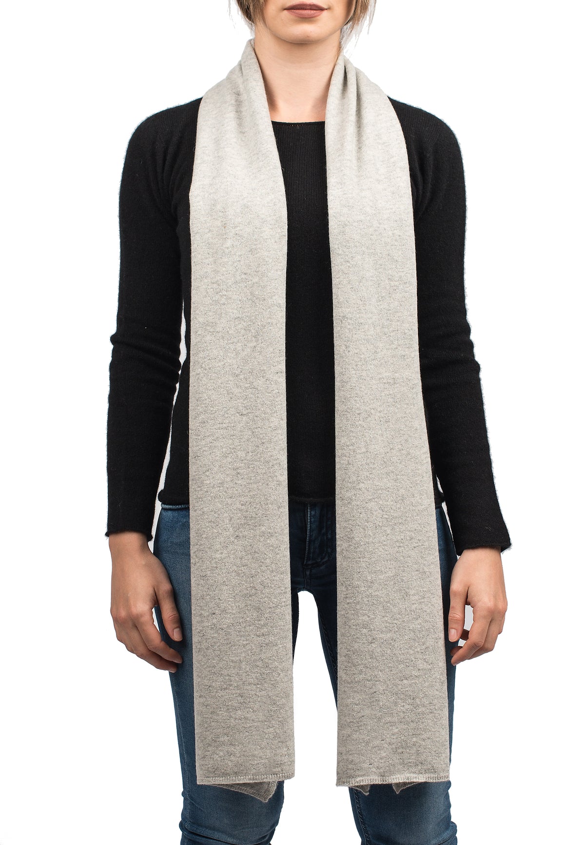 Écharpe mixte mélange cachemire, coloris Gris, vue 2 | Dalle Piane Cashmere