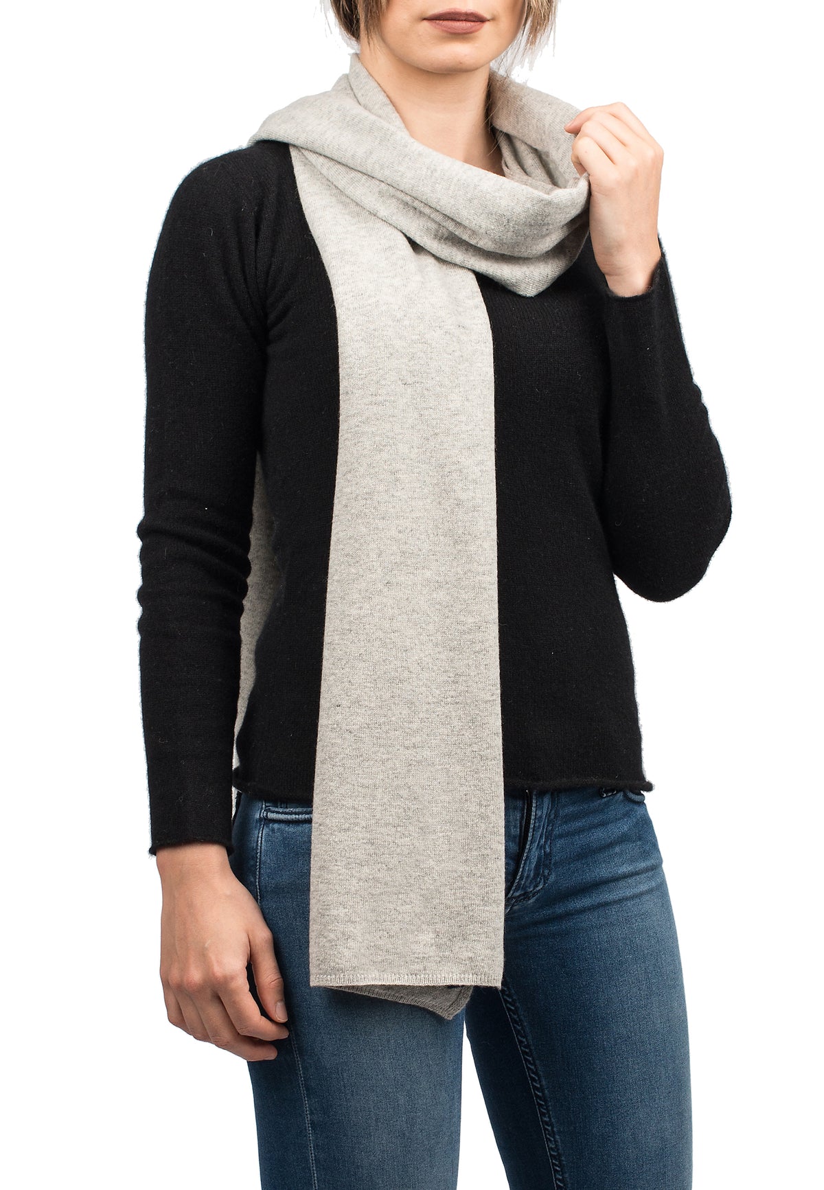 Écharpe mixte mélange cachemire, coloris Gris | Dalle Piane Cashmere