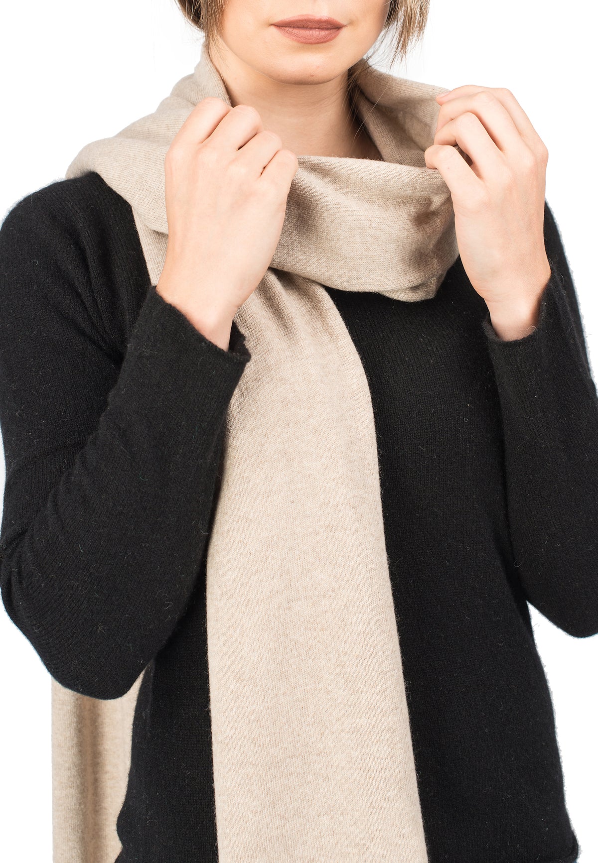 Écharpe mixte mélange cachemire, coloris Beige, vue 3 | Dalle Piane Cashmere