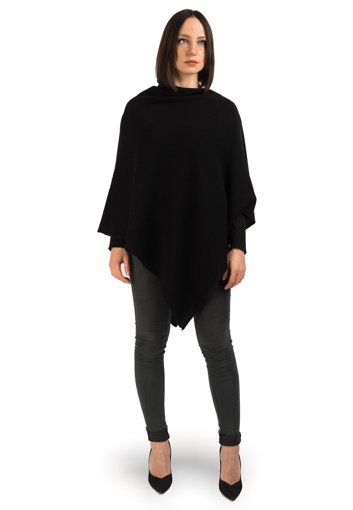 Poncho 100% Cashmere, colore Nero | Dalle Piane Cashmere
