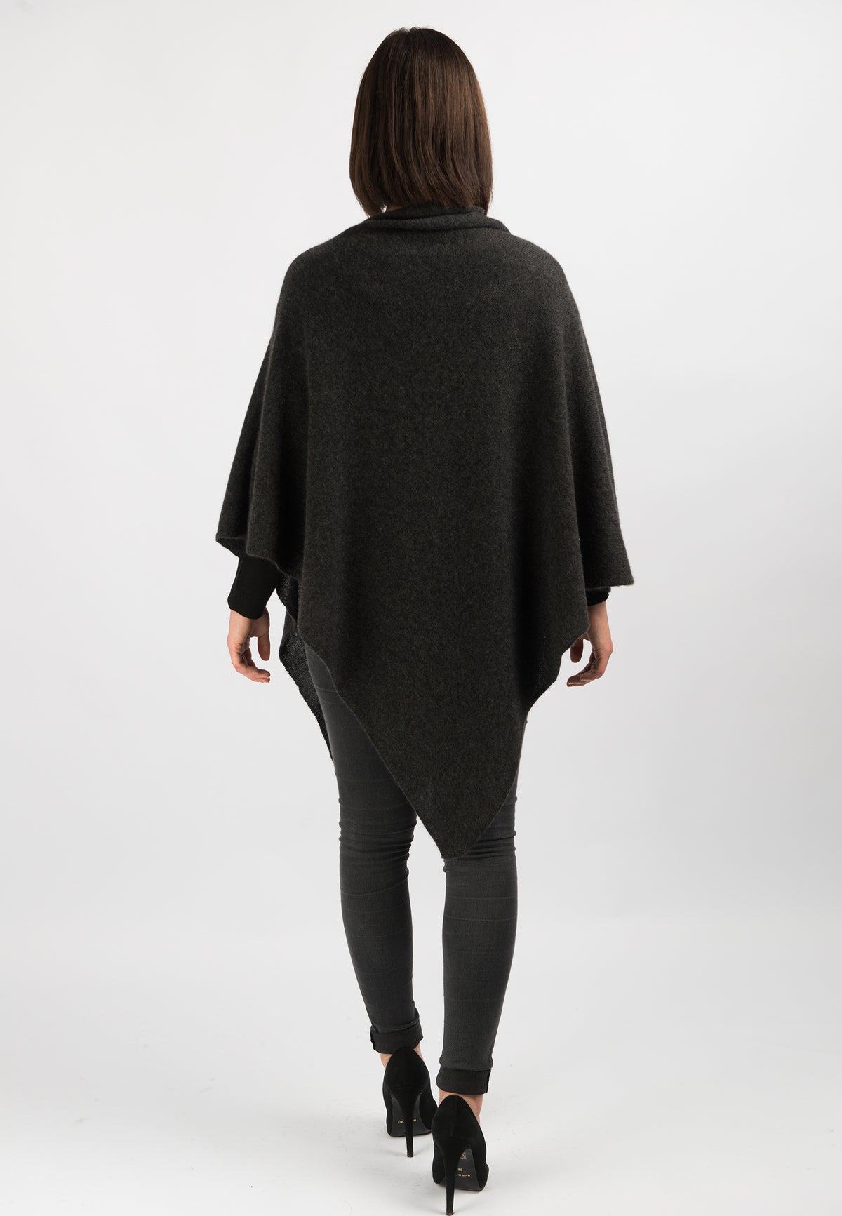 Poncho 100% Cashmere, colore Antracite, vista 3 | Dalle Piane Cashmere