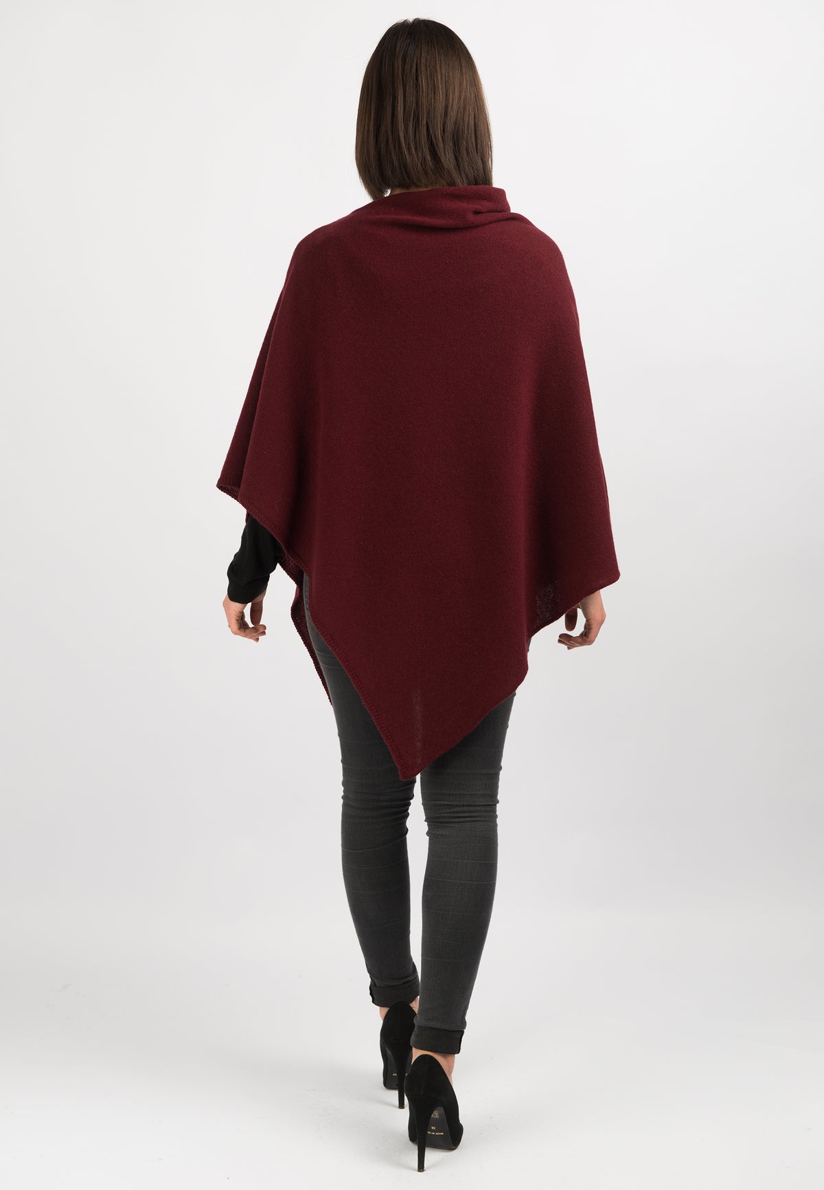 Poncho 100% Cashmere, colore Bordeaux, vista 3 | Dalle Piane Cashmere
