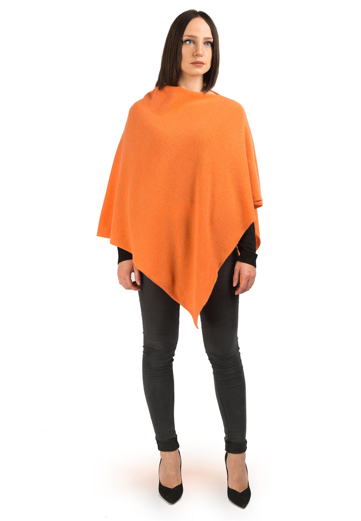 Poncho 100% Cashmere, colore Arancio | Dalle Piane Cashmere