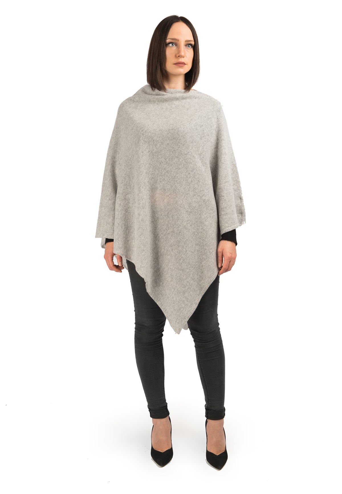 Poncho 100% Cashmere, colore Grigio | Dalle Piane Cashmere