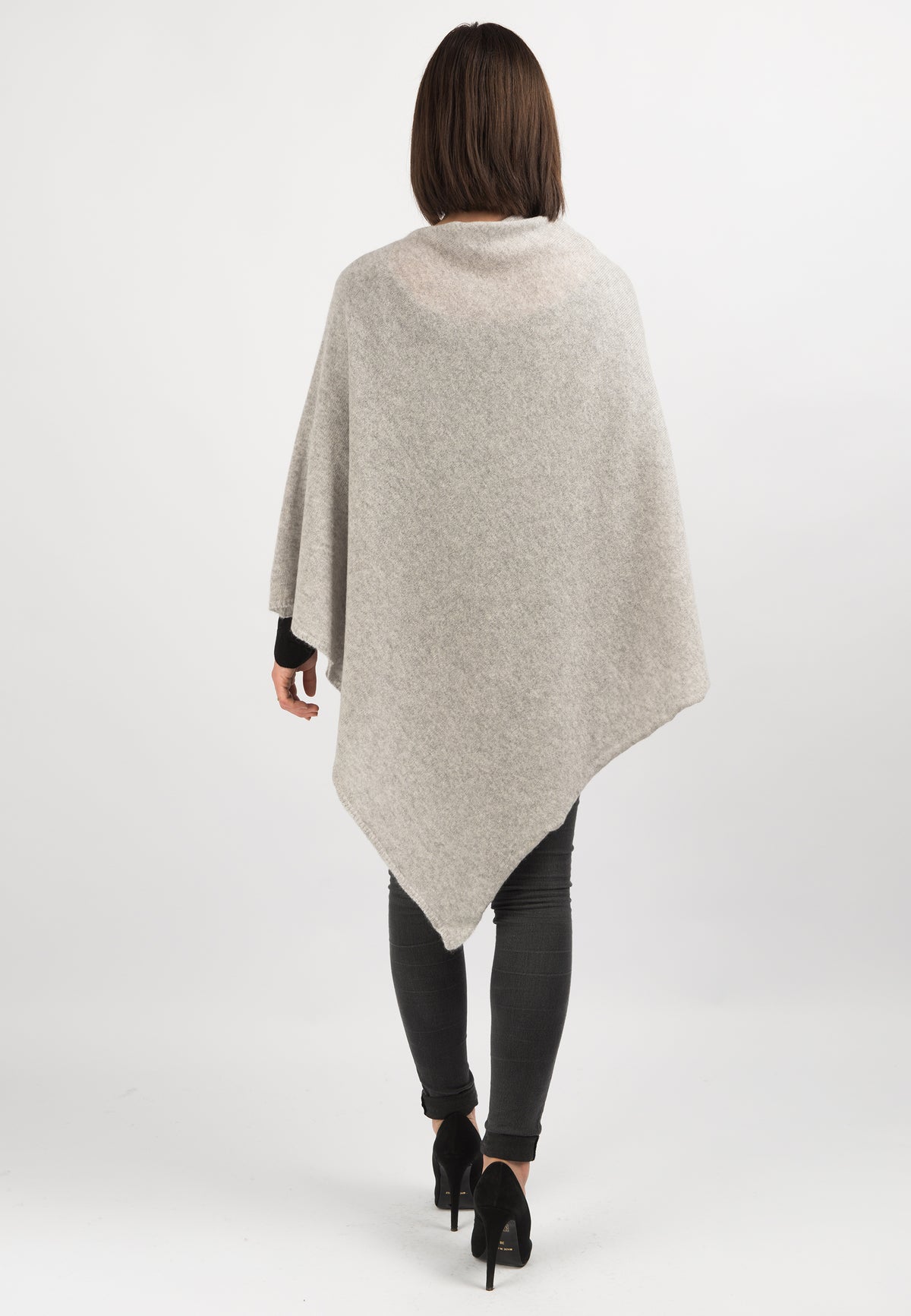 Poncho 100% Cashmere, colore Grigio, vista 3 | Dalle Piane Cashmere