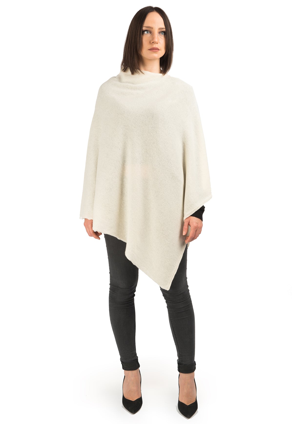 Poncho 100% Cashmere, colore Crema | Dalle Piane Cashmere