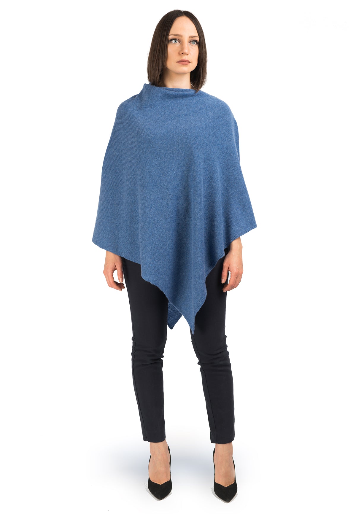 Poncho 100% Cashmere, colore Azzurro | Dalle Piane Cashmere