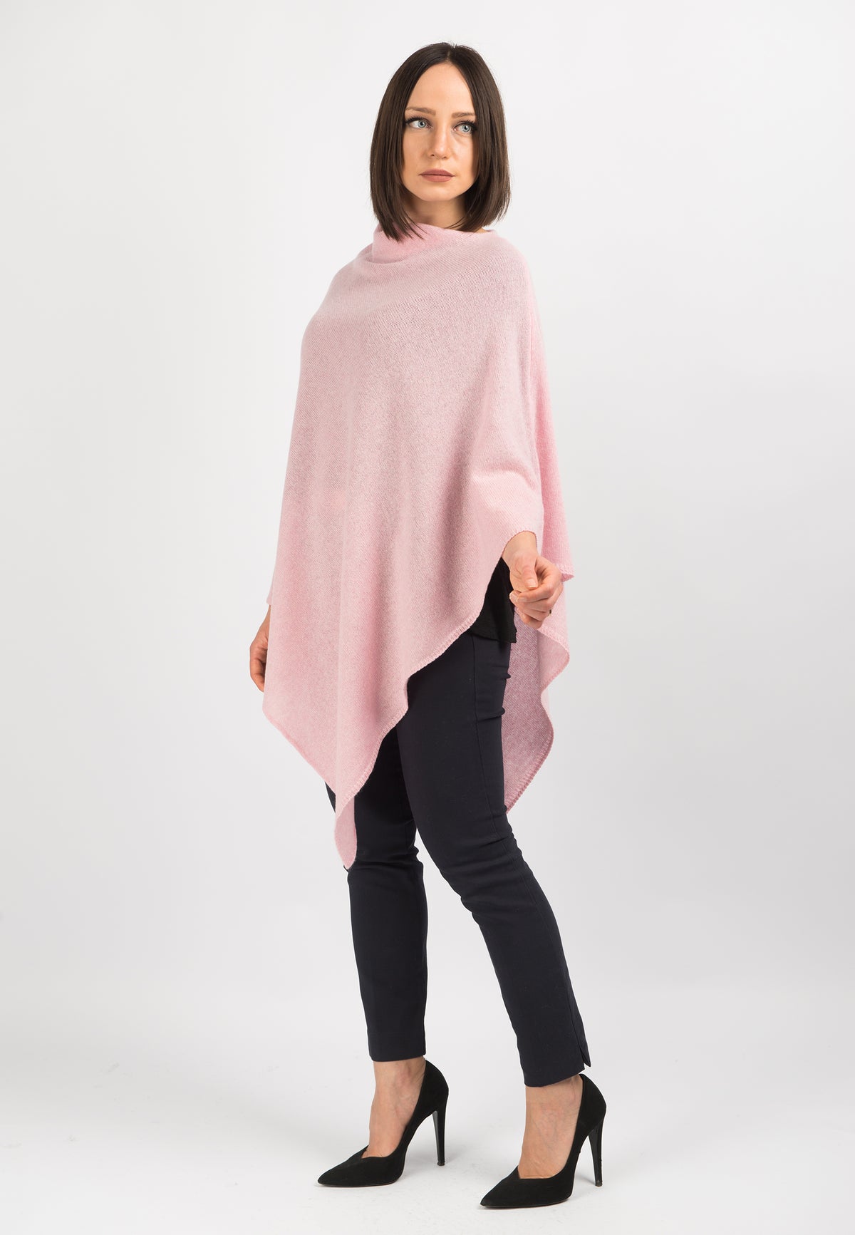 Poncho 100% Cashmere, colore Rosa, vista 2 | Dalle Piane Cashmere