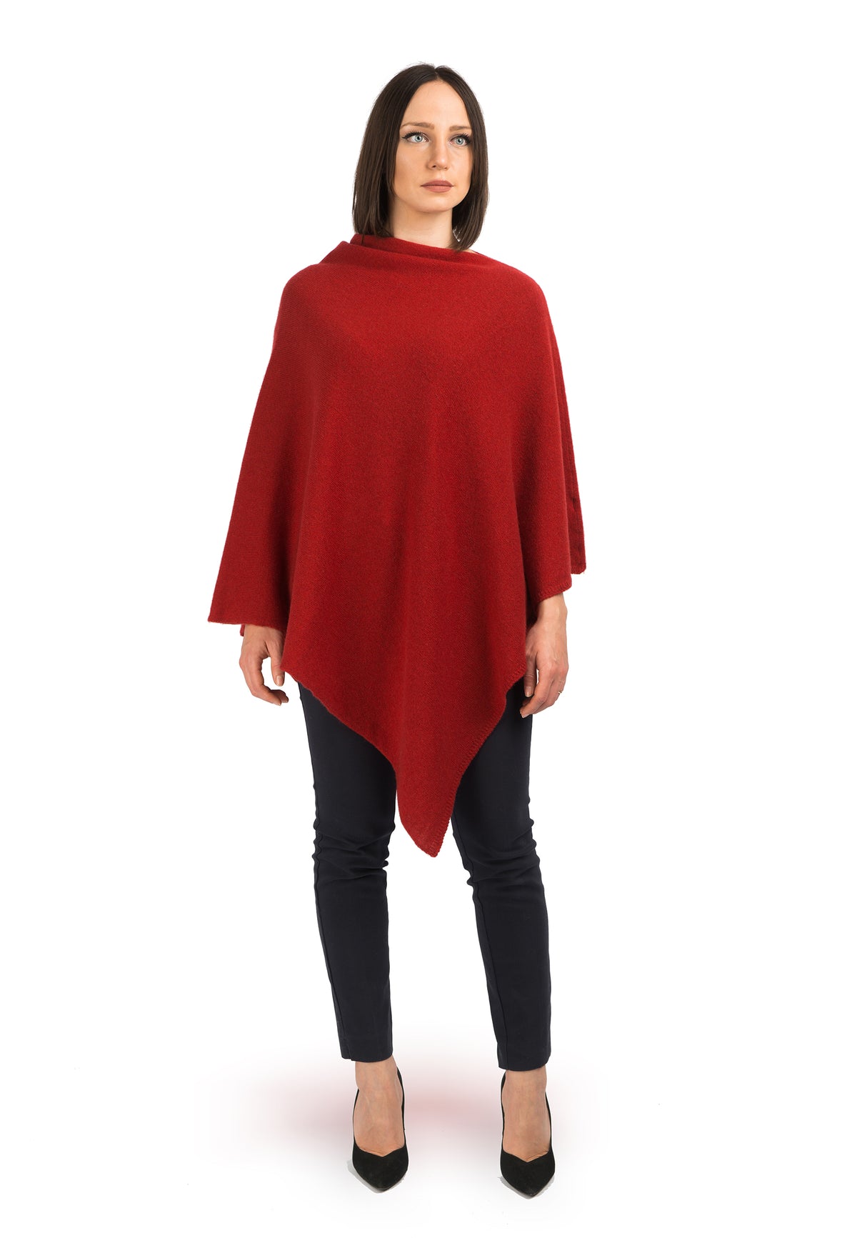 Poncho 100% Cashmere, colore Rosso | Dalle Piane Cashmere
