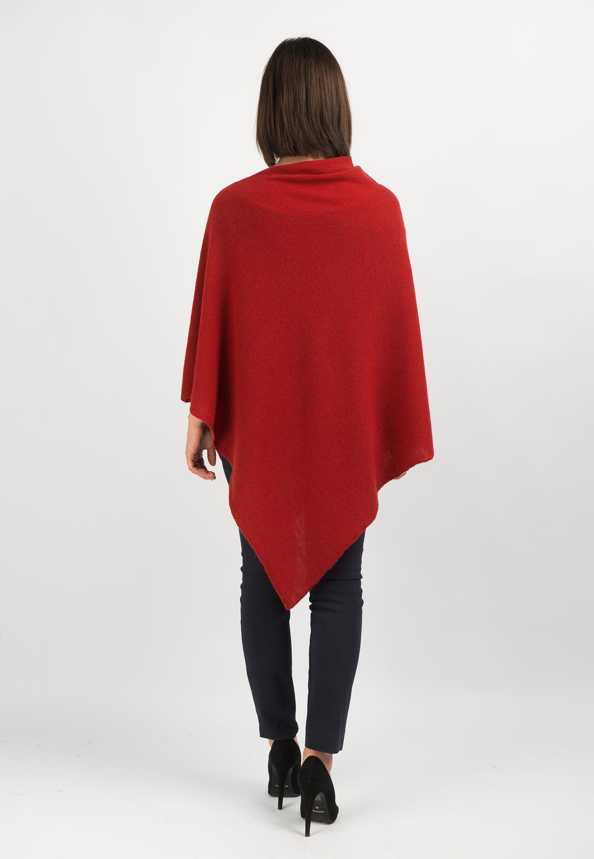 Poncho 100% Cashmere, colore Rosso, vista 3 | Dalle Piane Cashmere