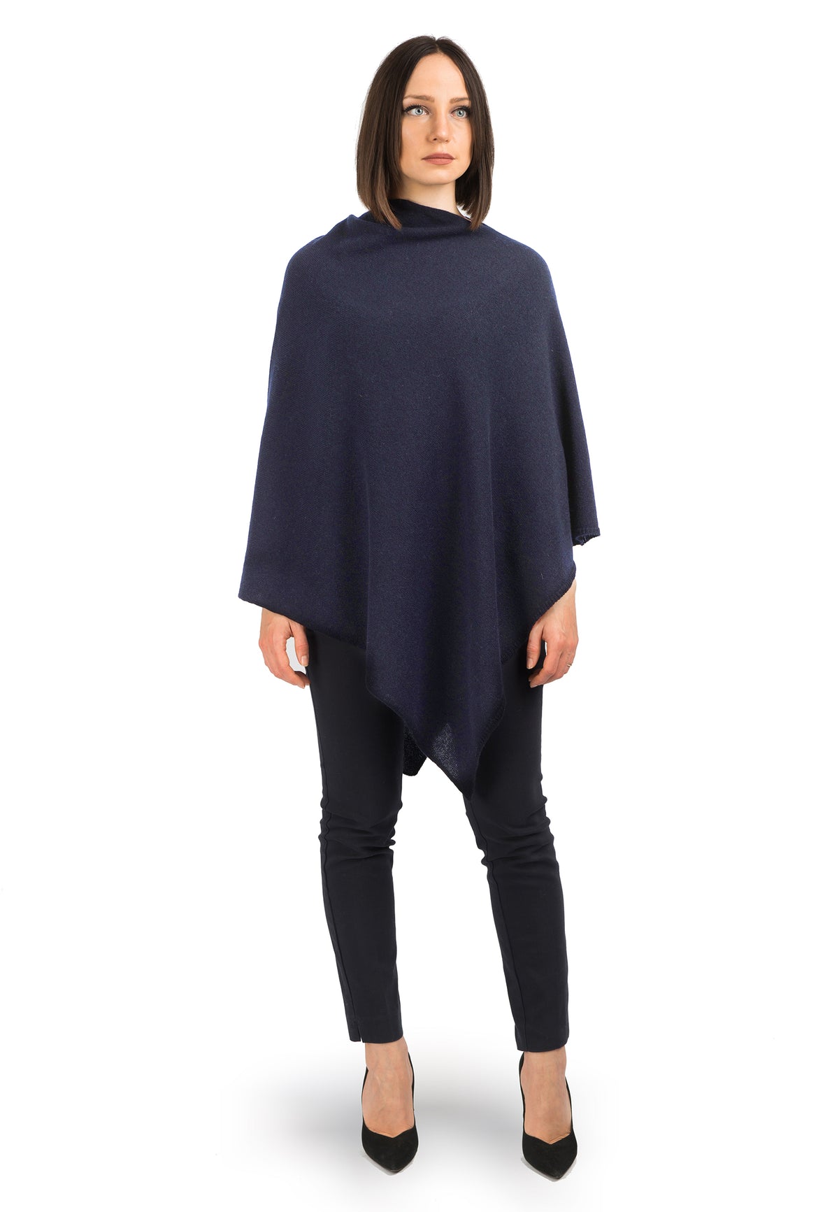 Poncho 100% Cashmere, colore Blu | Dalle Piane Cashmere