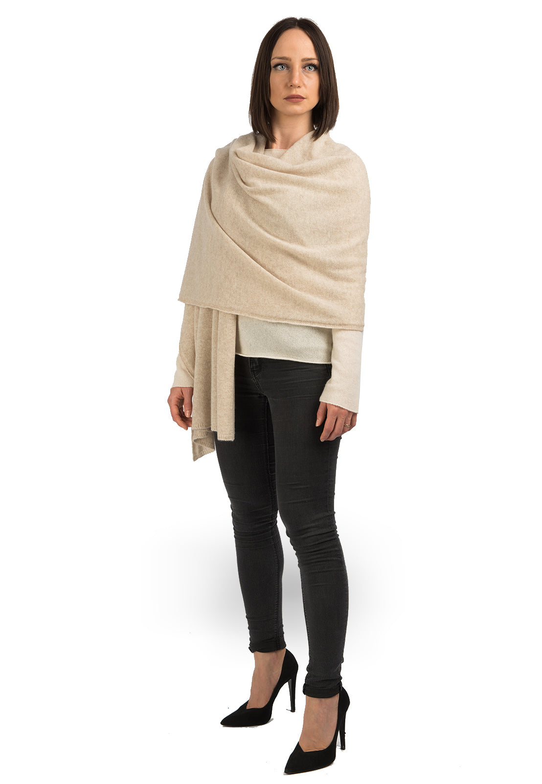 Stola 100% cashmere, colore Beige | Dalle Piane Cashmere