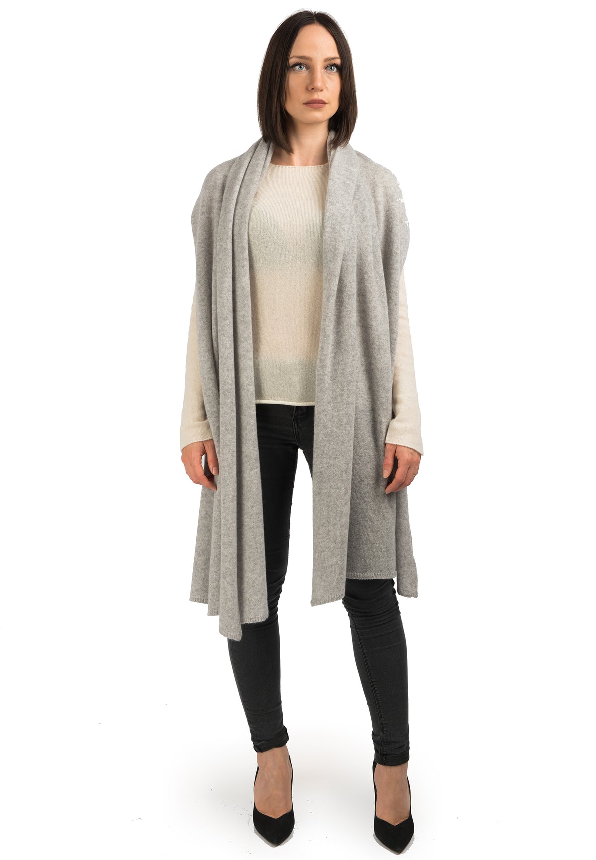 Étole femme 100 % cachemire, coloris Gris, vue 2 | Dalle Piane Cashmere