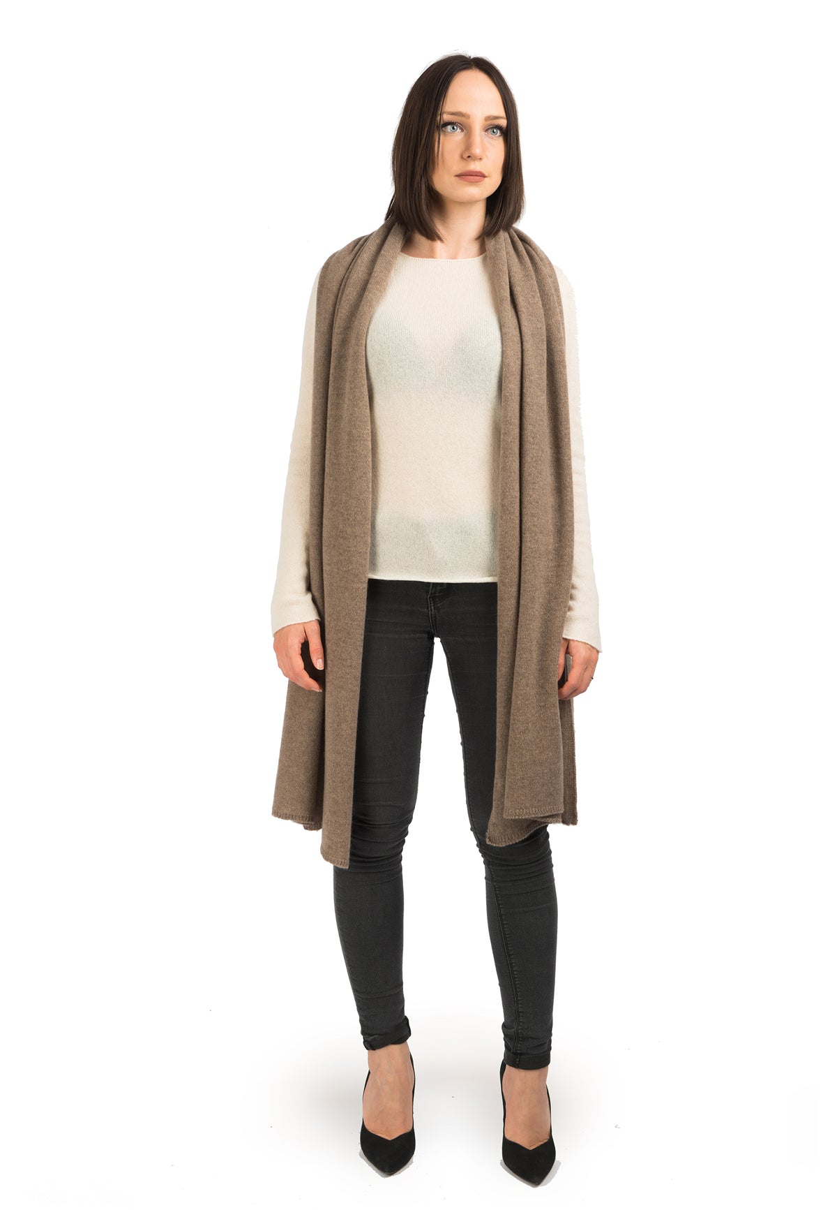 Étole femme 100 % cachemire, coloris Vison, vue 2 | Dalle Piane Cashmere