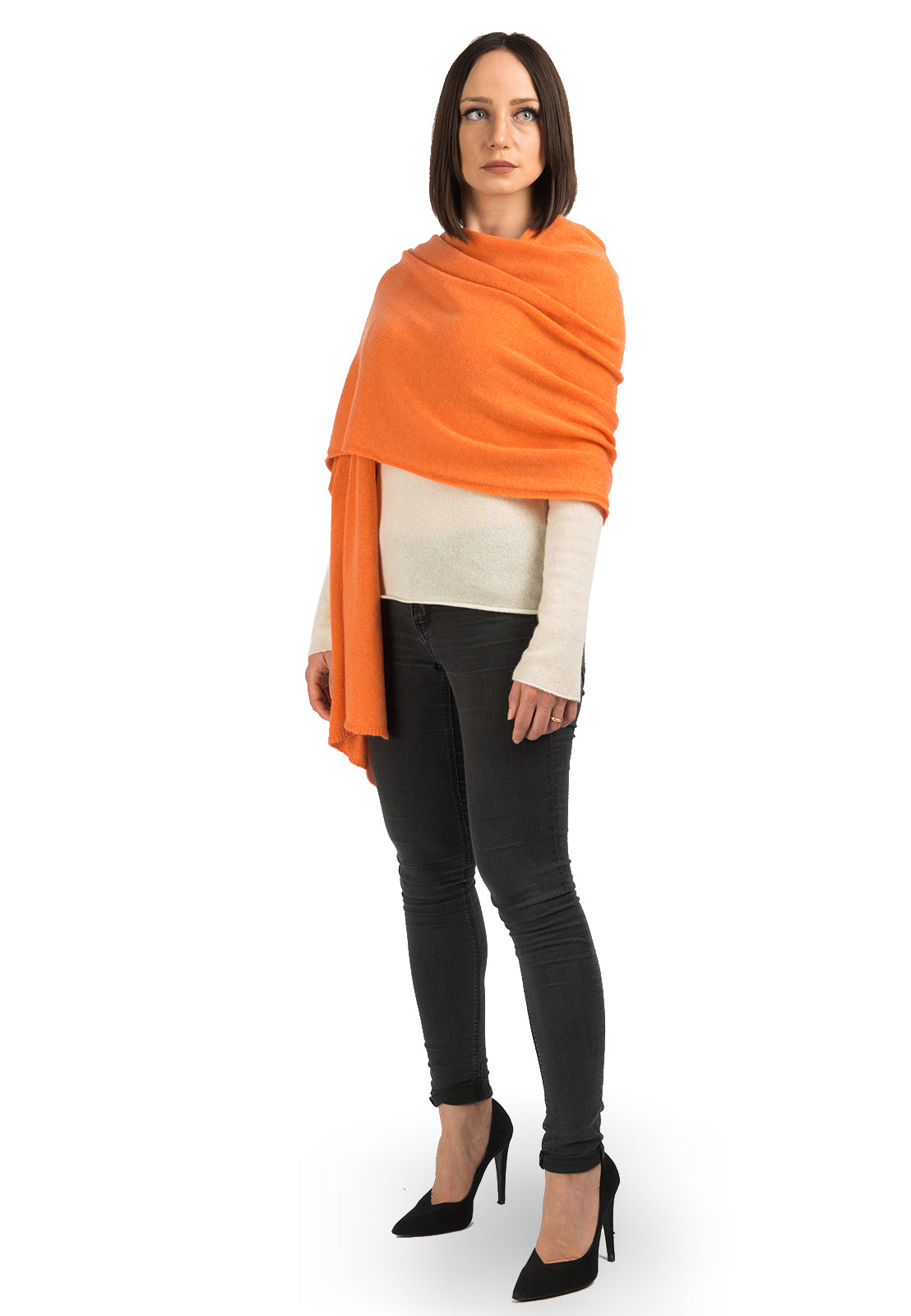 Étole femme 100 % cachemire, coloris Orange | Dalle Piane Cashmere
