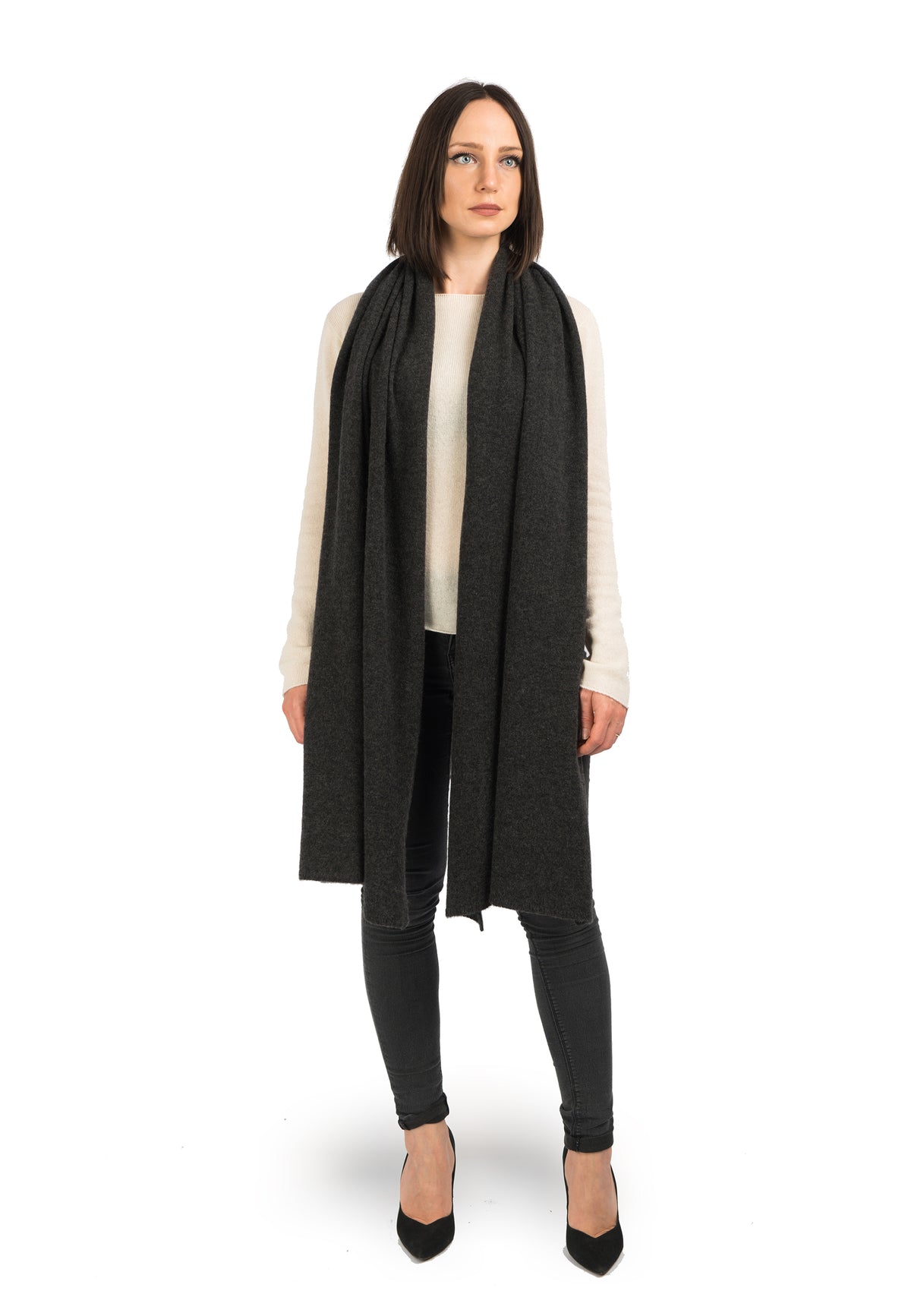 Étole femme 100 % cachemire, coloris Anthracite, vue 2 | Dalle Piane Cashmere