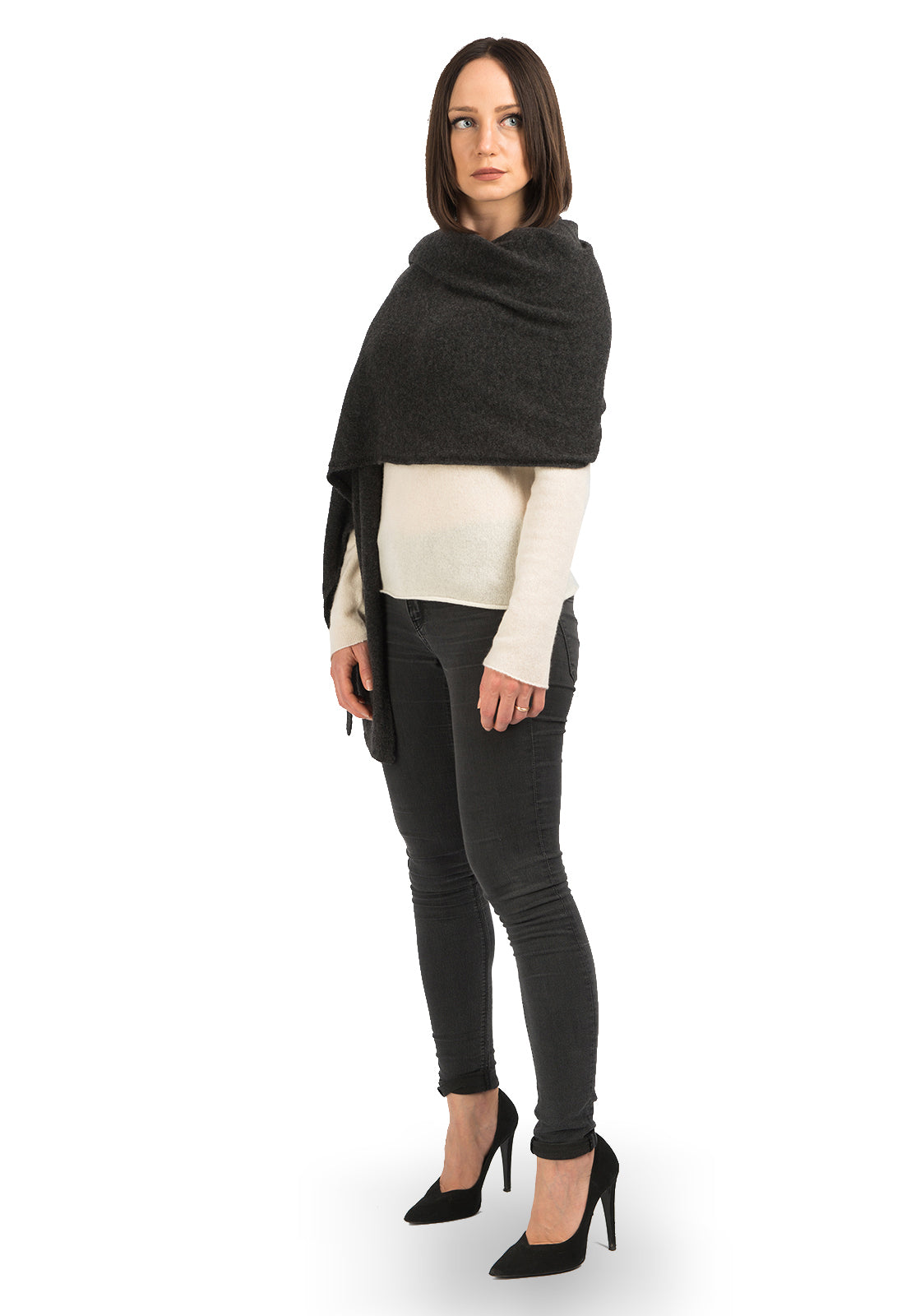 Étole femme 100 % cachemire, coloris Anthracite | Dalle Piane Cashmere