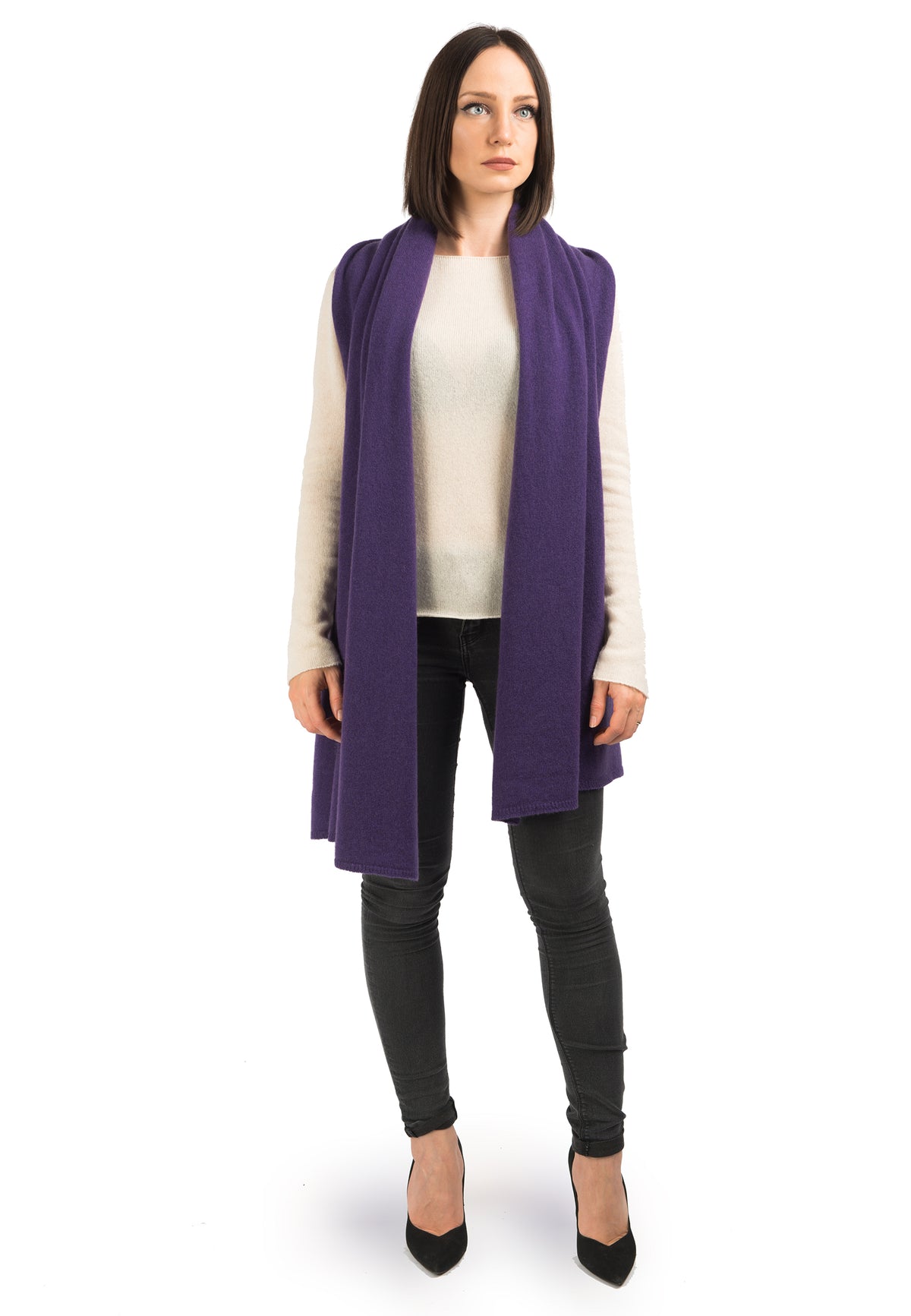 Étole femme 100 % cachemire, coloris Violet, vue 2 | Dalle Piane Cashmere