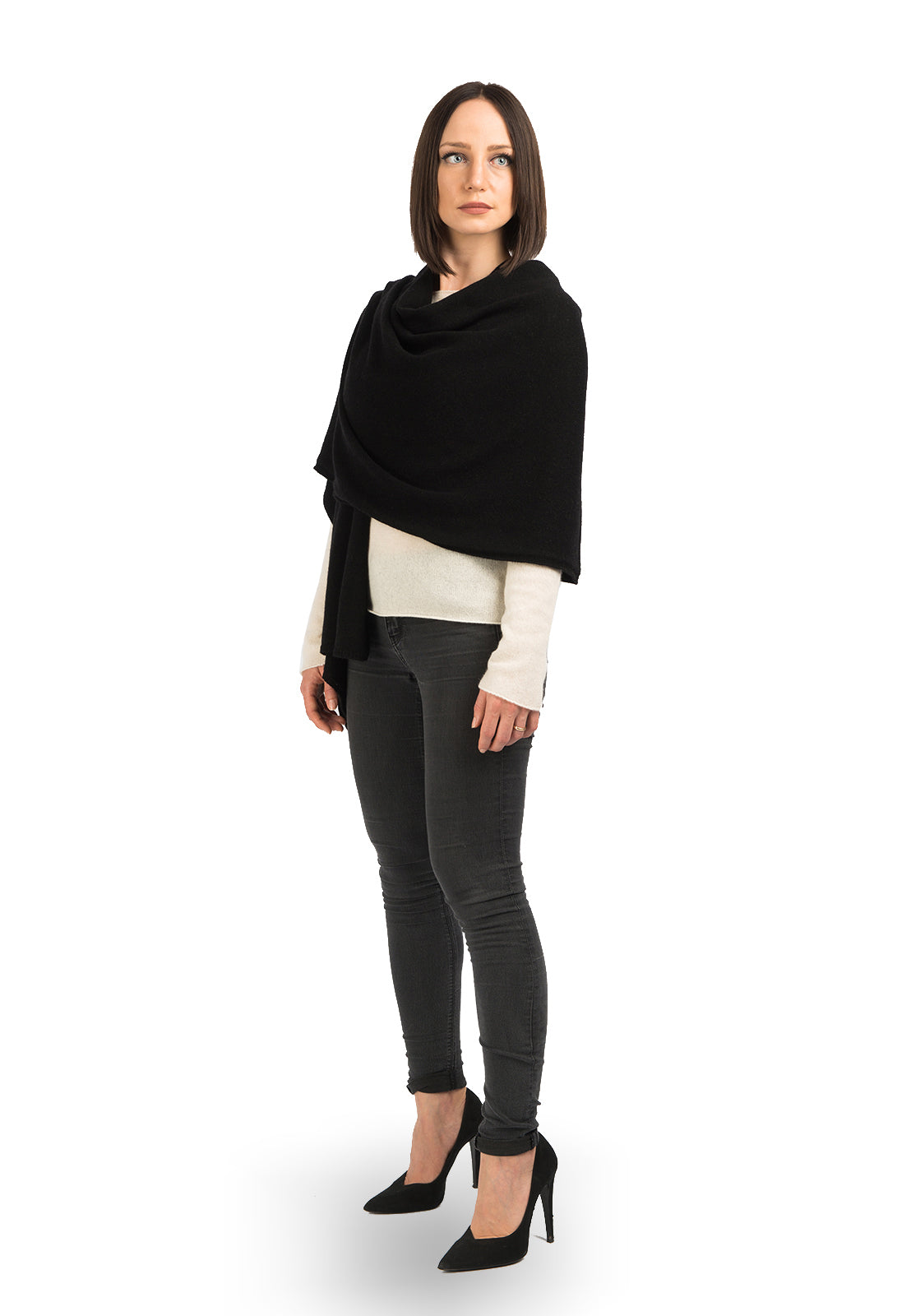 Étole femme 100 % cachemire, coloris Noir | Dalle Piane Cashmere