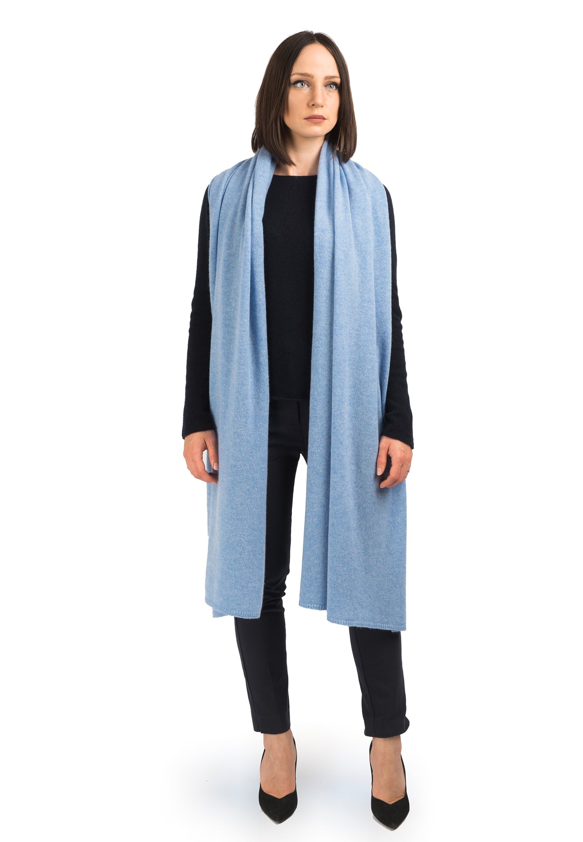 Étole femme 100 % cachemire, coloris Ciel, vue 2 | Dalle Piane Cashmere