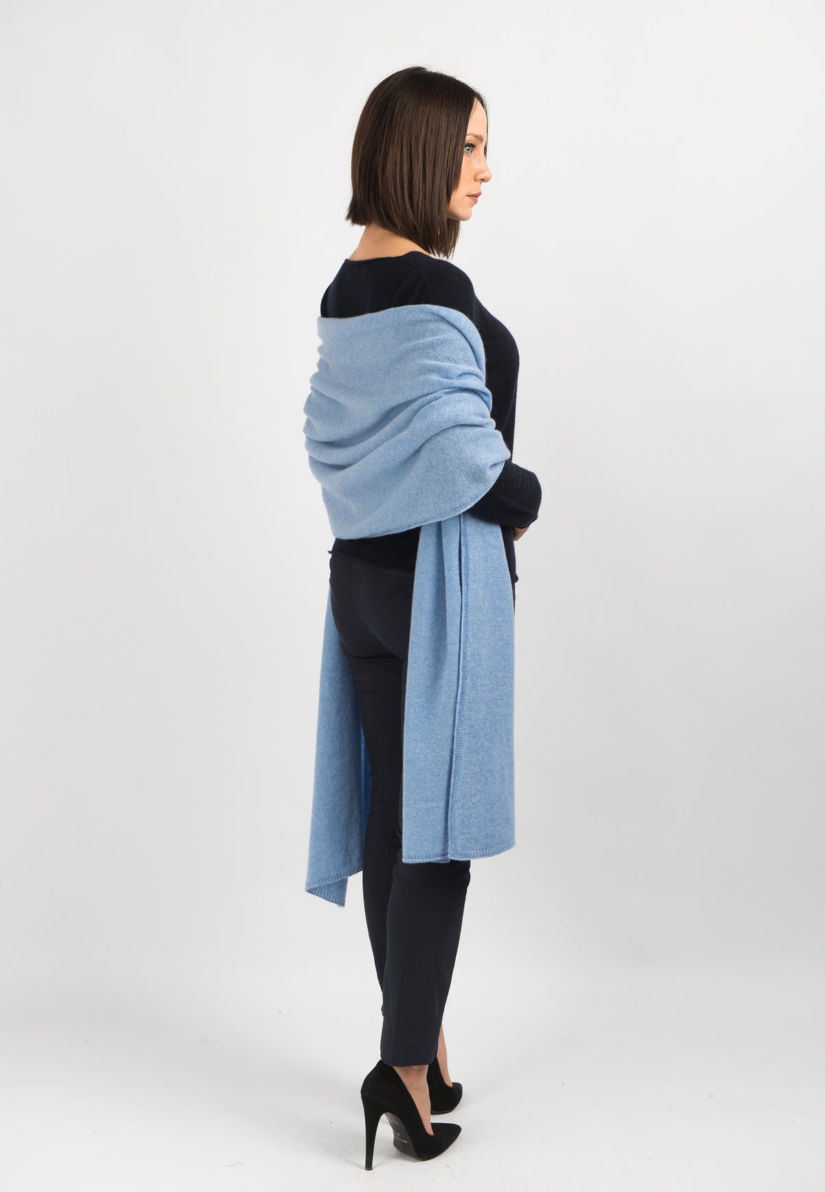 Étole femme 100 % cachemire, coloris Ciel, vue 3 | Dalle Piane Cashmere