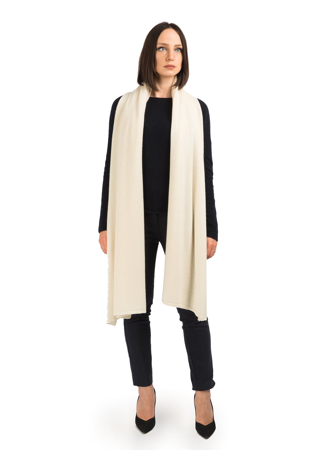 Étole femme 100 % cachemire, coloris Crème, vue 2 | Dalle Piane Cashmere