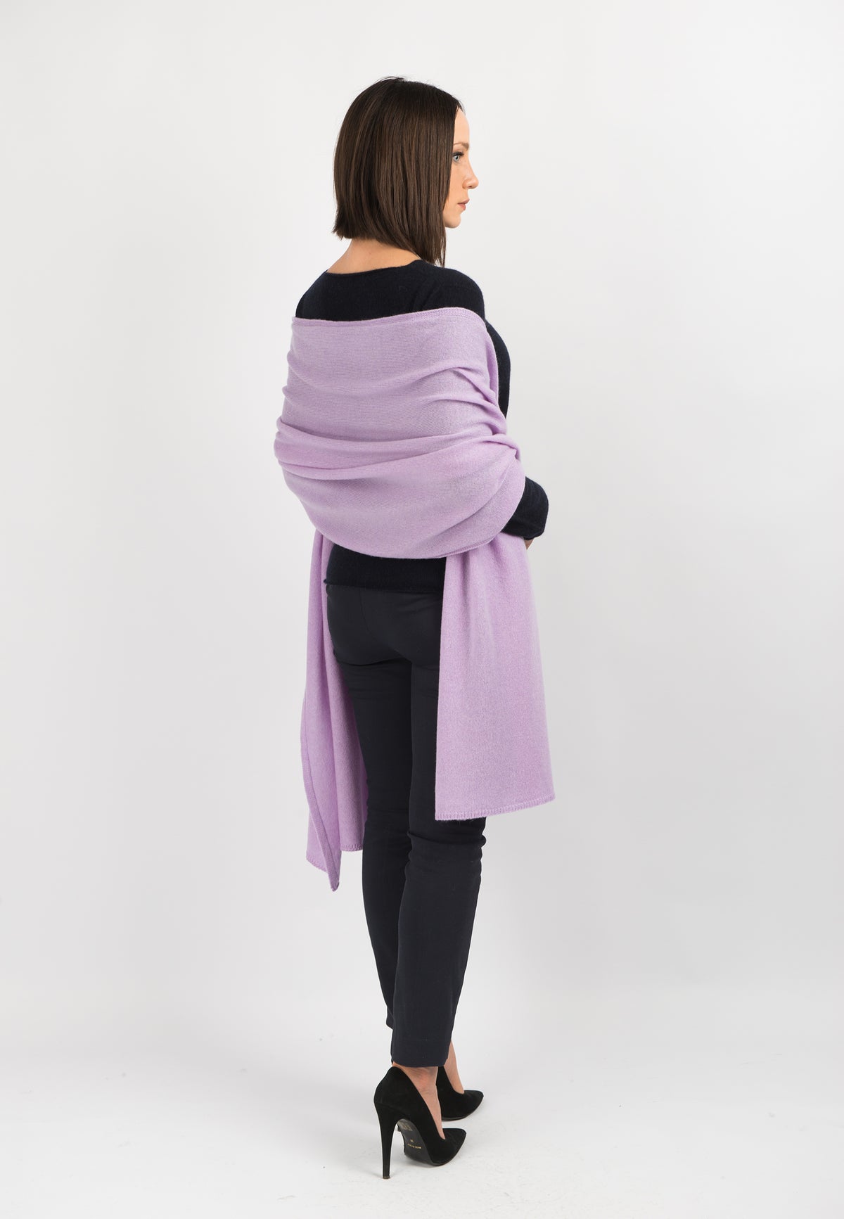 Étole femme 100 % cachemire, coloris Lilas, vue 3 | Dalle Piane Cashmere