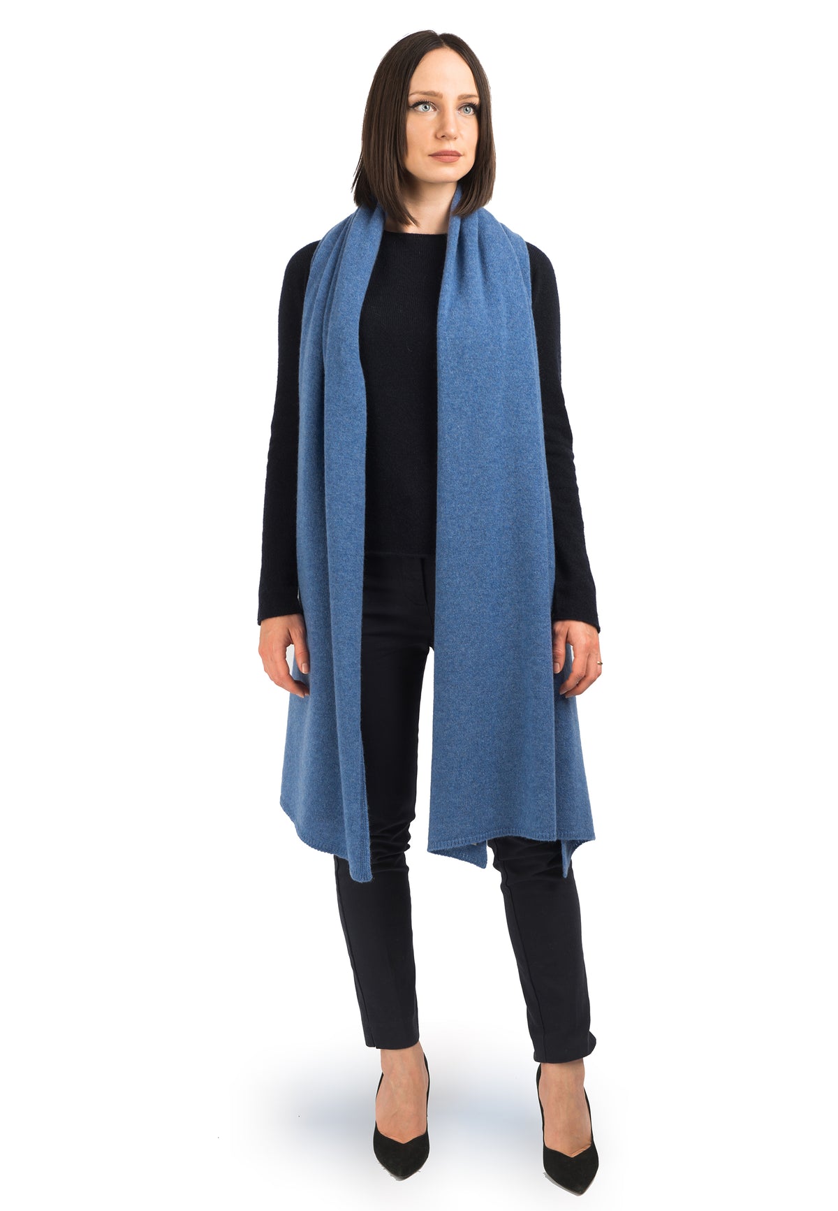 Étole femme 100 % cachemire, coloris Azur, vue 2 | Dalle Piane Cashmere