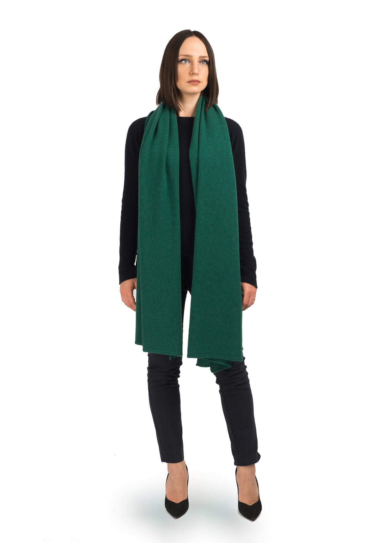 Étole femme 100 % cachemire, coloris Vert, vue 2 | Dalle Piane Cashmere