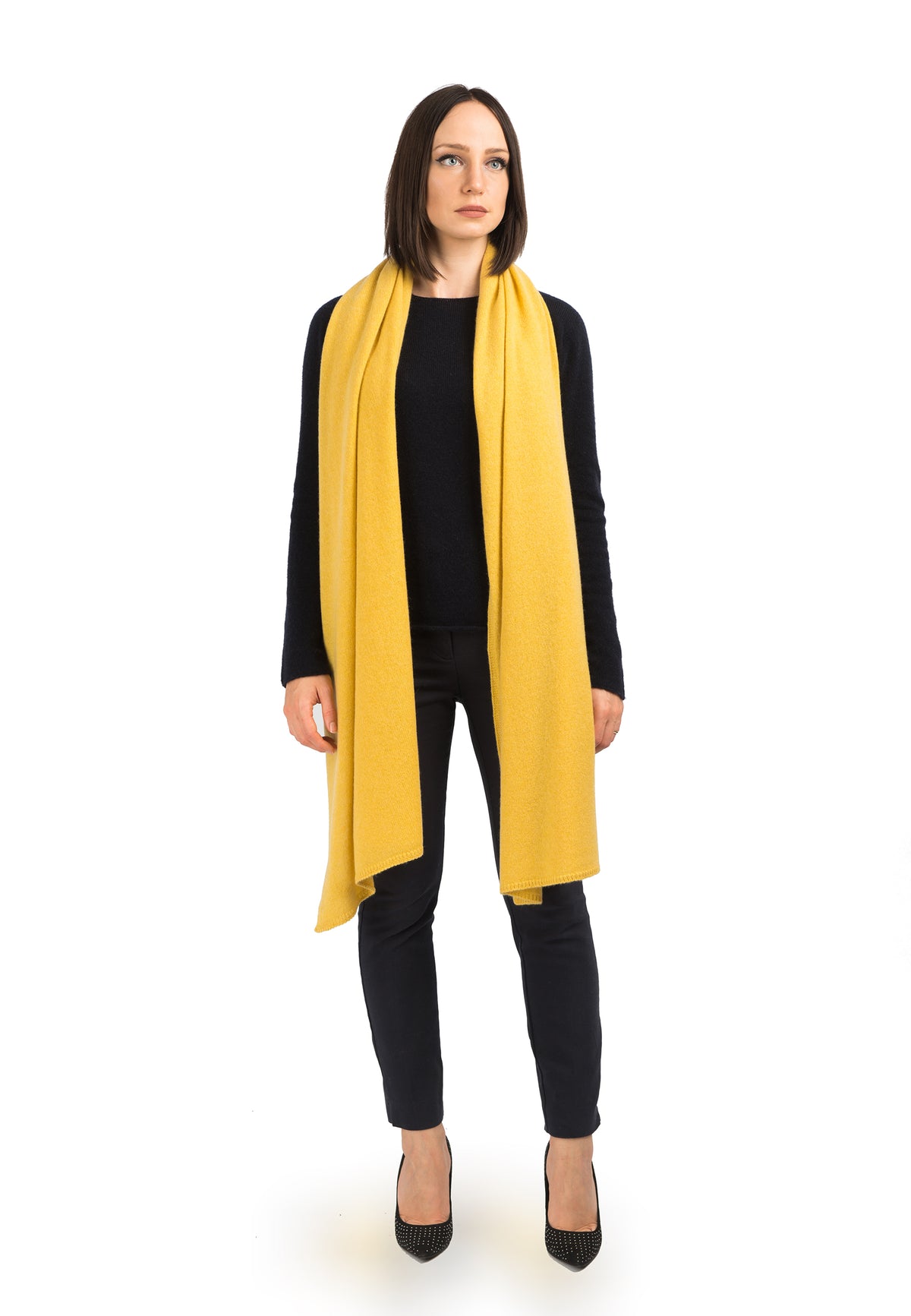 Étole femme 100 % cachemire, coloris Jaune, vue 2 | Dalle Piane Cashmere