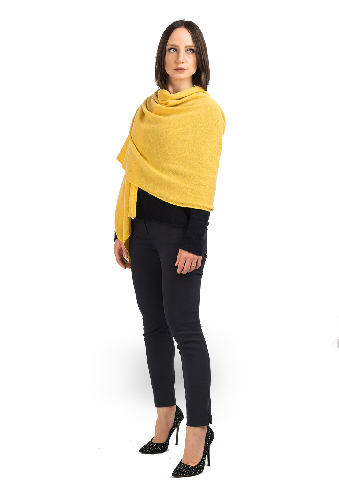 Étole femme 100 % cachemire, coloris Jaune | Dalle Piane Cashmere