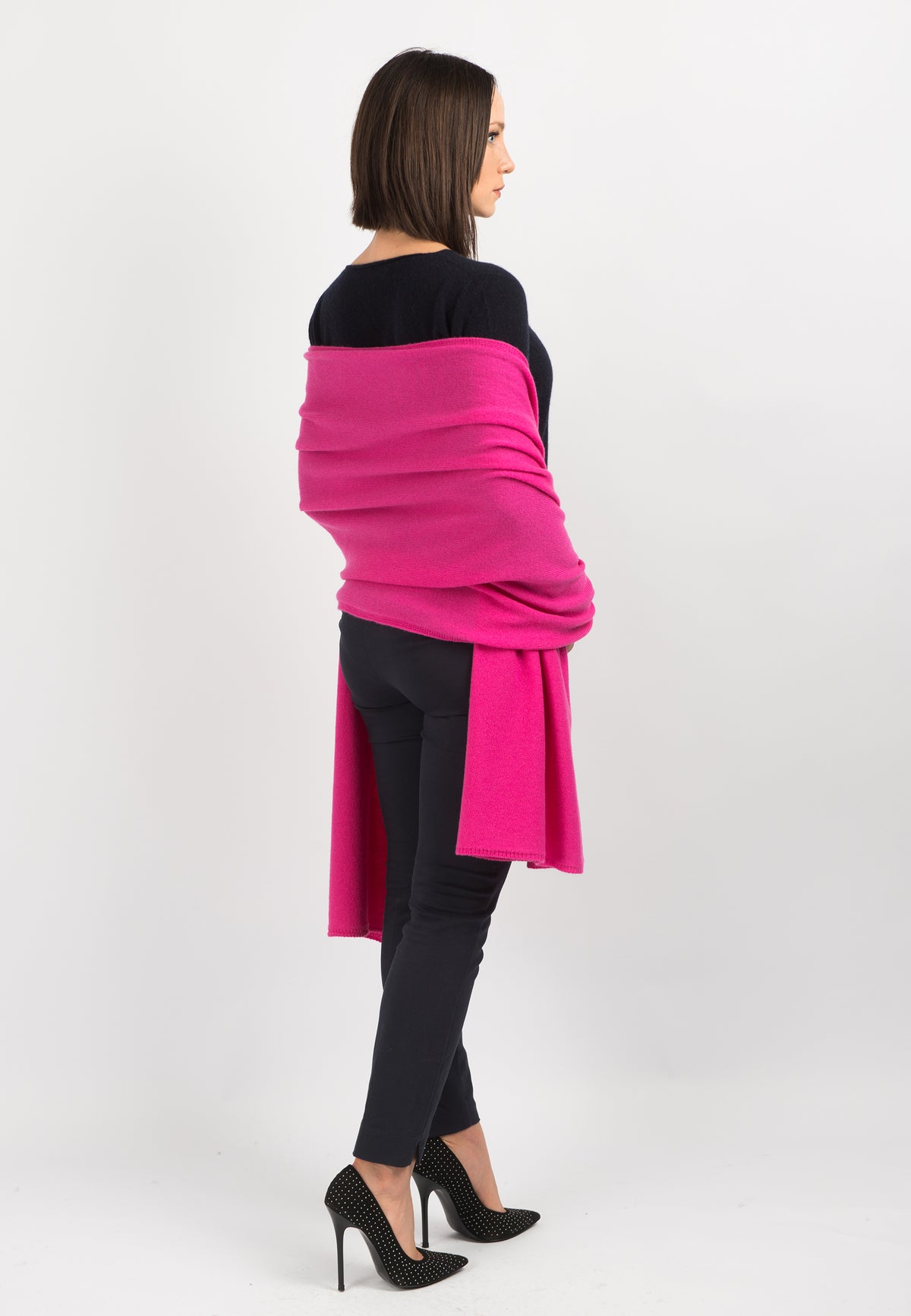 Étole femme 100 % cachemire, coloris Fuchsia, vue 3 | Dalle Piane Cashmere