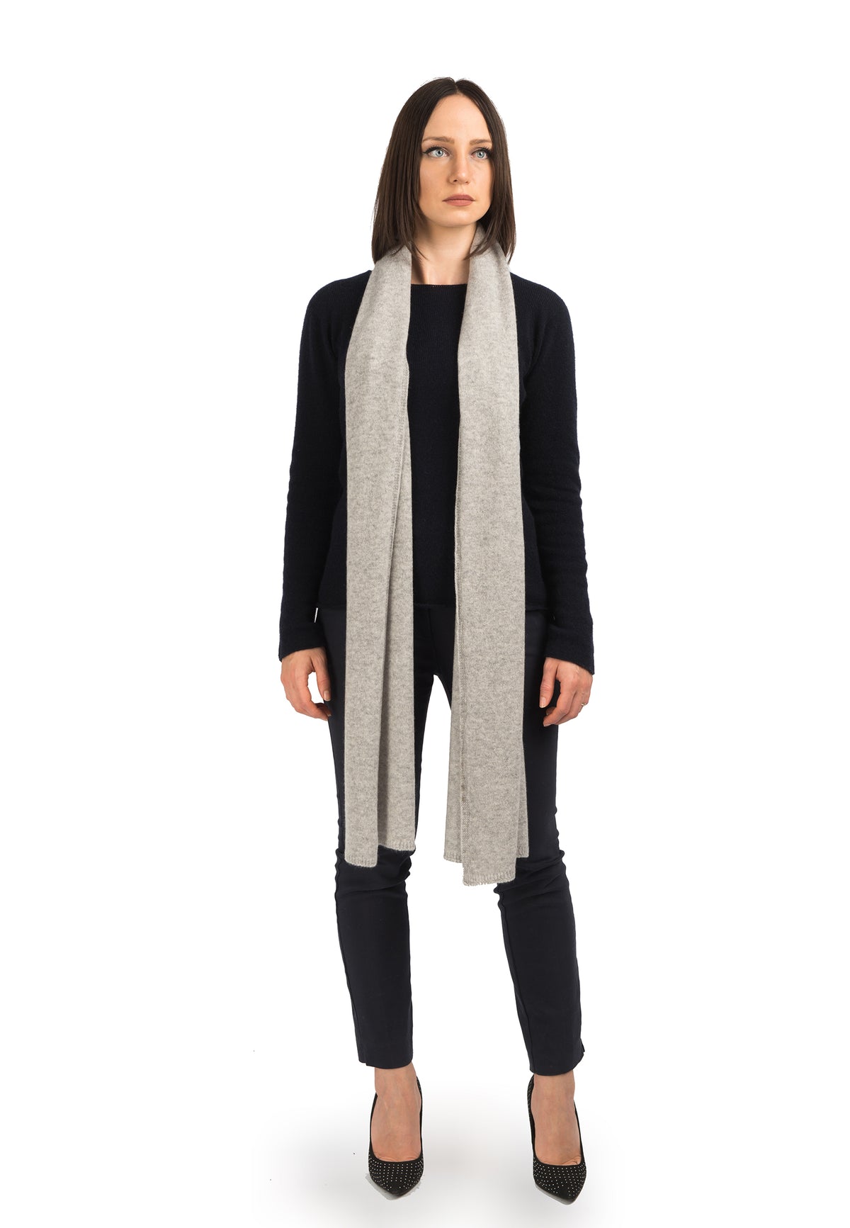 Écharpe large femme 100 % cachemire, coloris Gris | Dalle Piane Cashmere