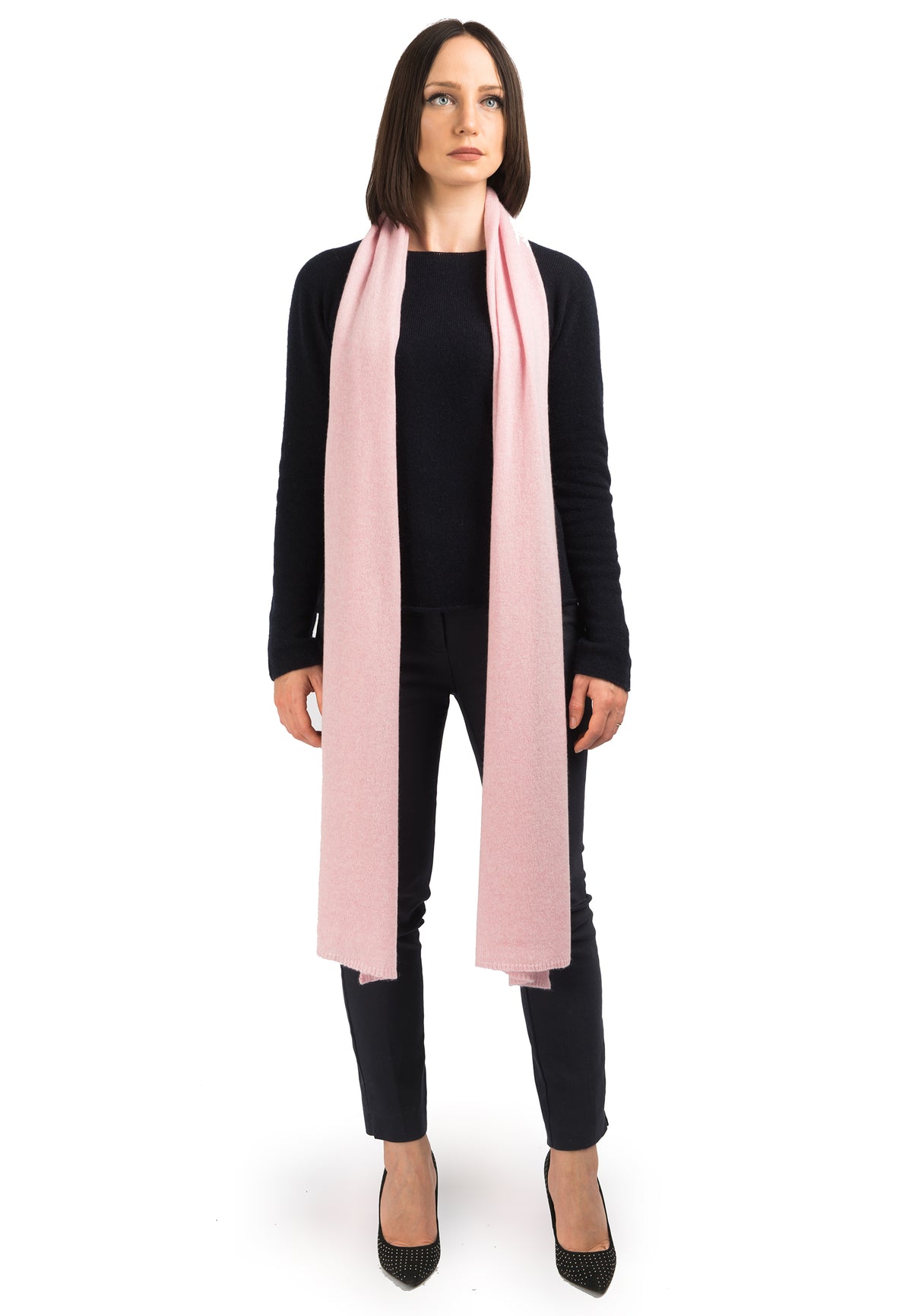 Écharpe large femme 100 % cachemire, coloris Rose | Dalle Piane Cashmere