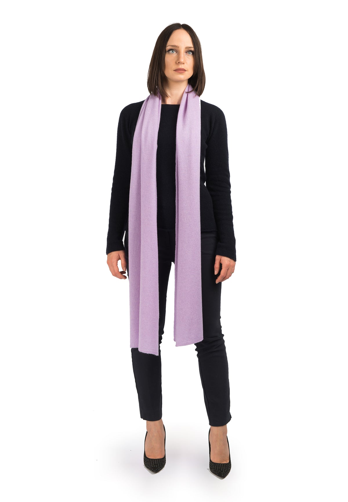 Écharpe large femme 100 % cachemire, coloris Lilas | Dalle Piane Cashmere