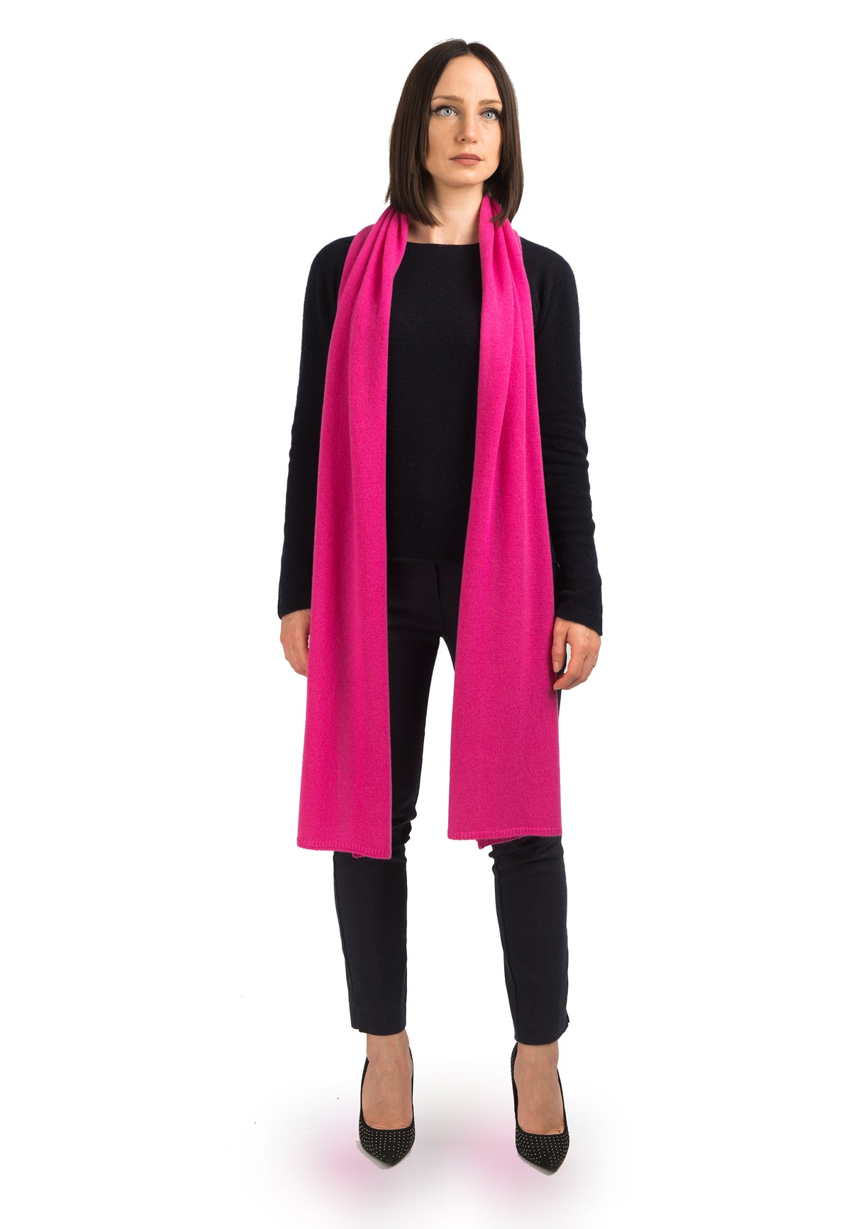 Écharpe large femme 100 % cachemire, coloris Fuchsia | Dalle Piane Cashmere