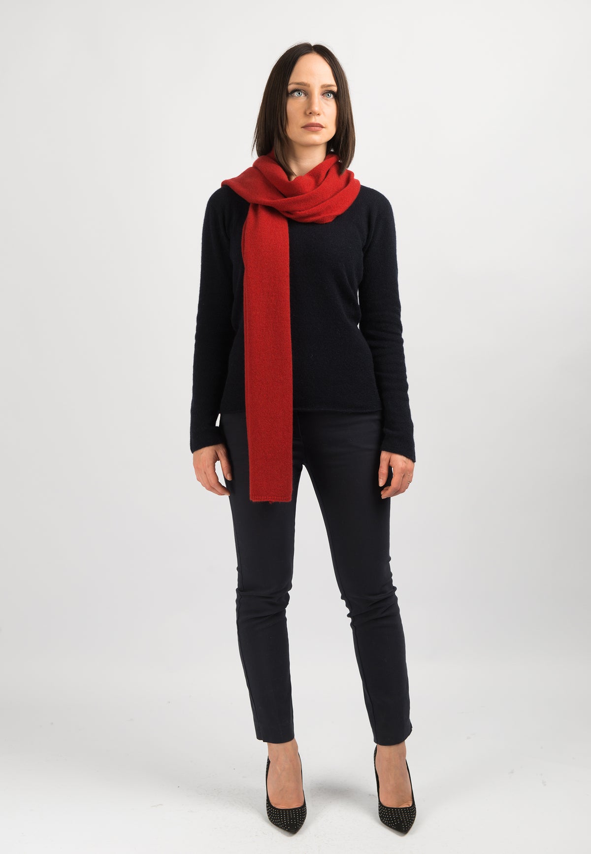 Écharpe large femme 100 % cachemire, coloris Rouge, vue 3 | Dalle Piane Cashmere