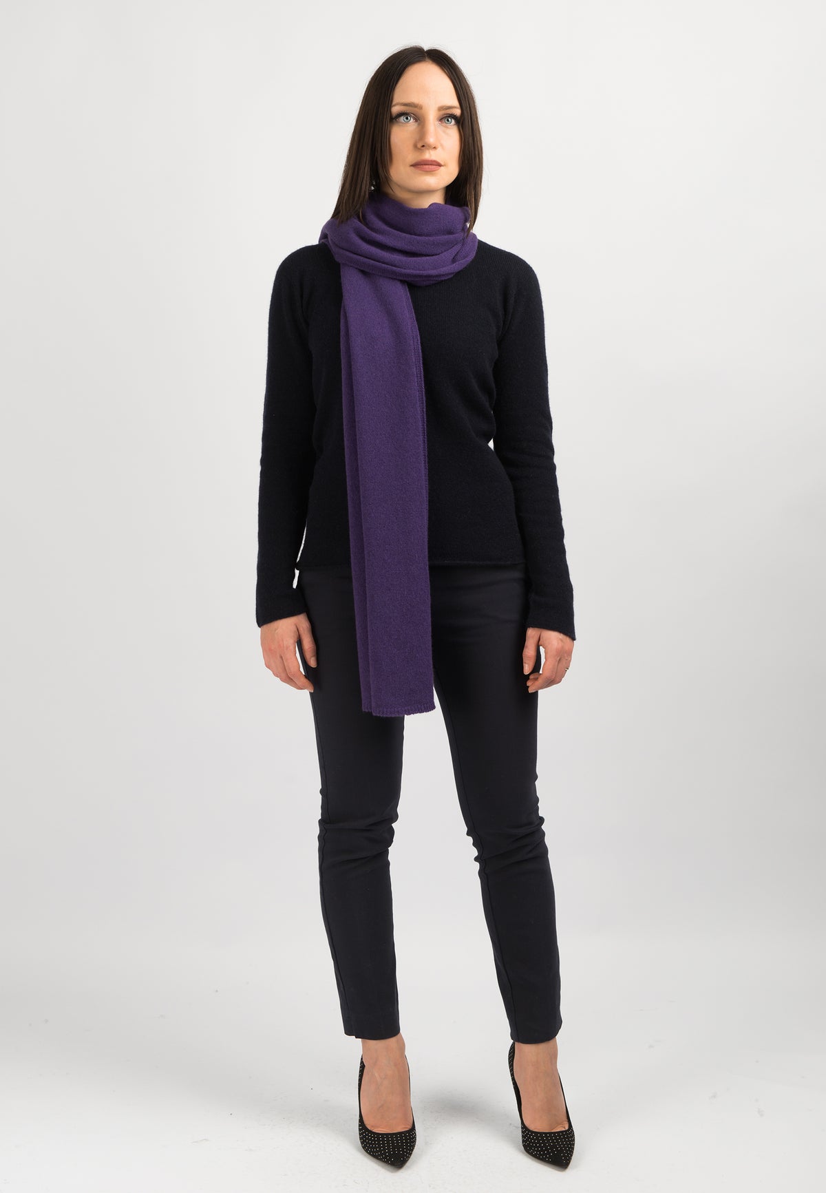 Écharpe large femme 100 % cachemire, coloris Camel, vue 2 | Dalle Piane Cashmere