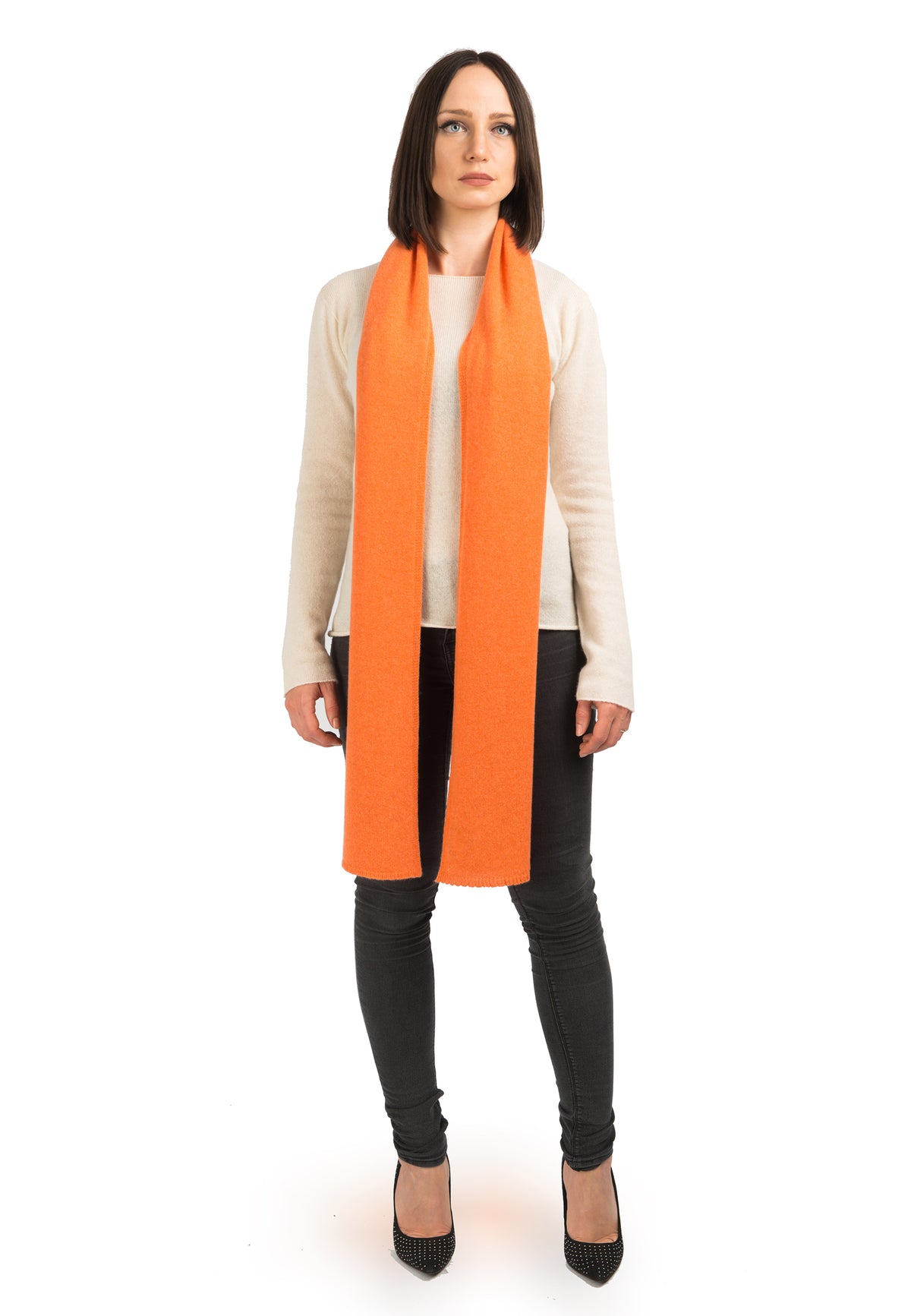 Écharpe large femme 100 % cachemire, coloris Orange | Dalle Piane Cashmere