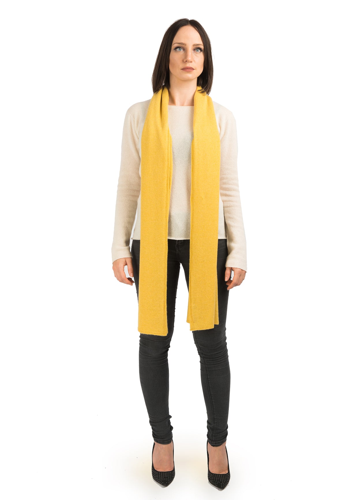 Écharpe large femme 100 % cachemire, coloris Jaune | Dalle Piane Cashmere