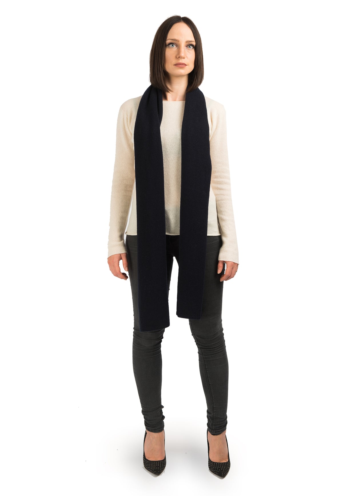Écharpe large femme 100 % cachemire, coloris Anthracite | Dalle Piane Cashmere