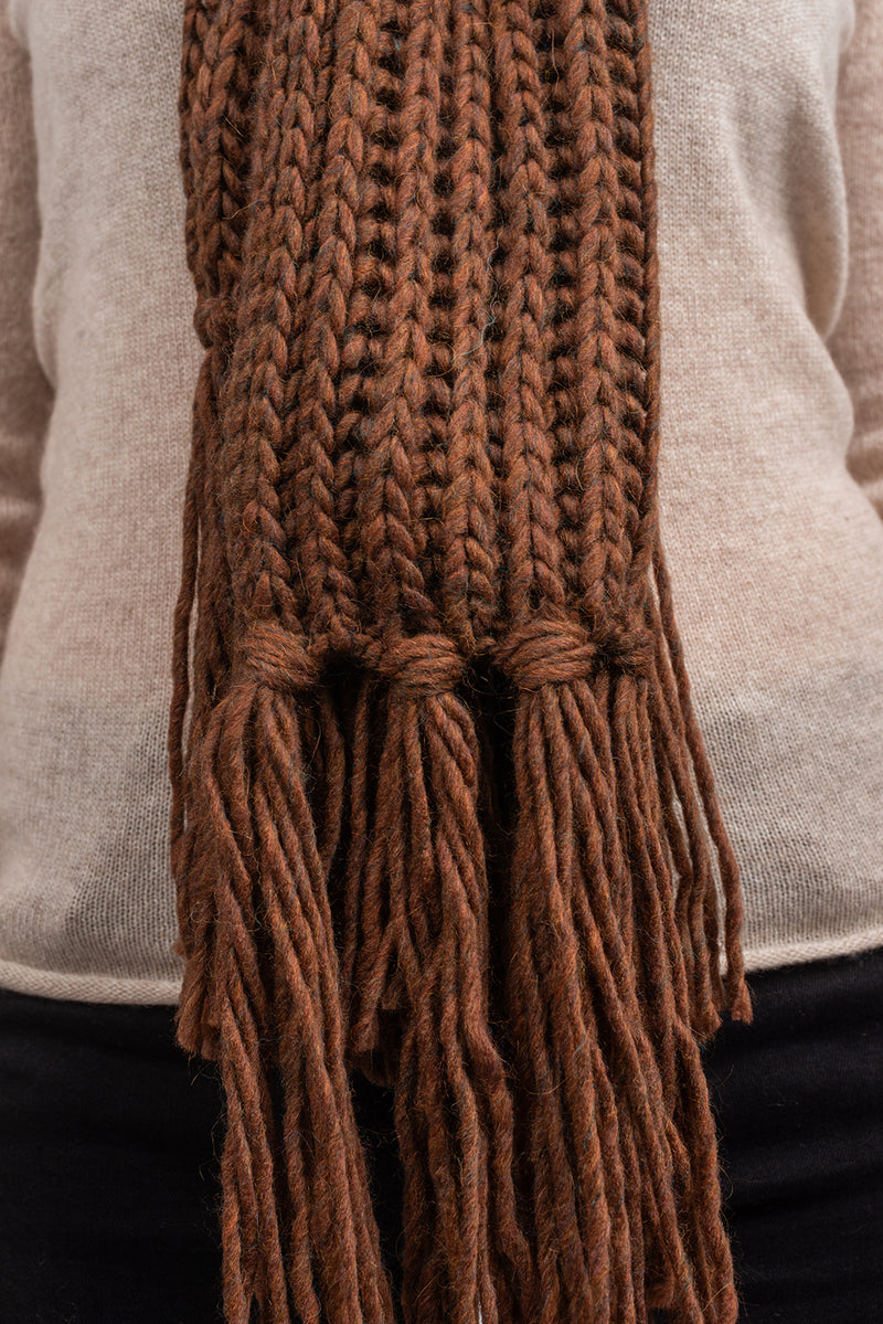 Sciarpa maglia inglese con frange | Dalle Piane Cashmere